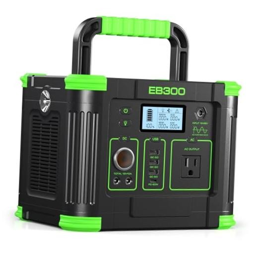 Portable Power Station 330W 288.6Wh Solar Generator with 60W USB-C PD green