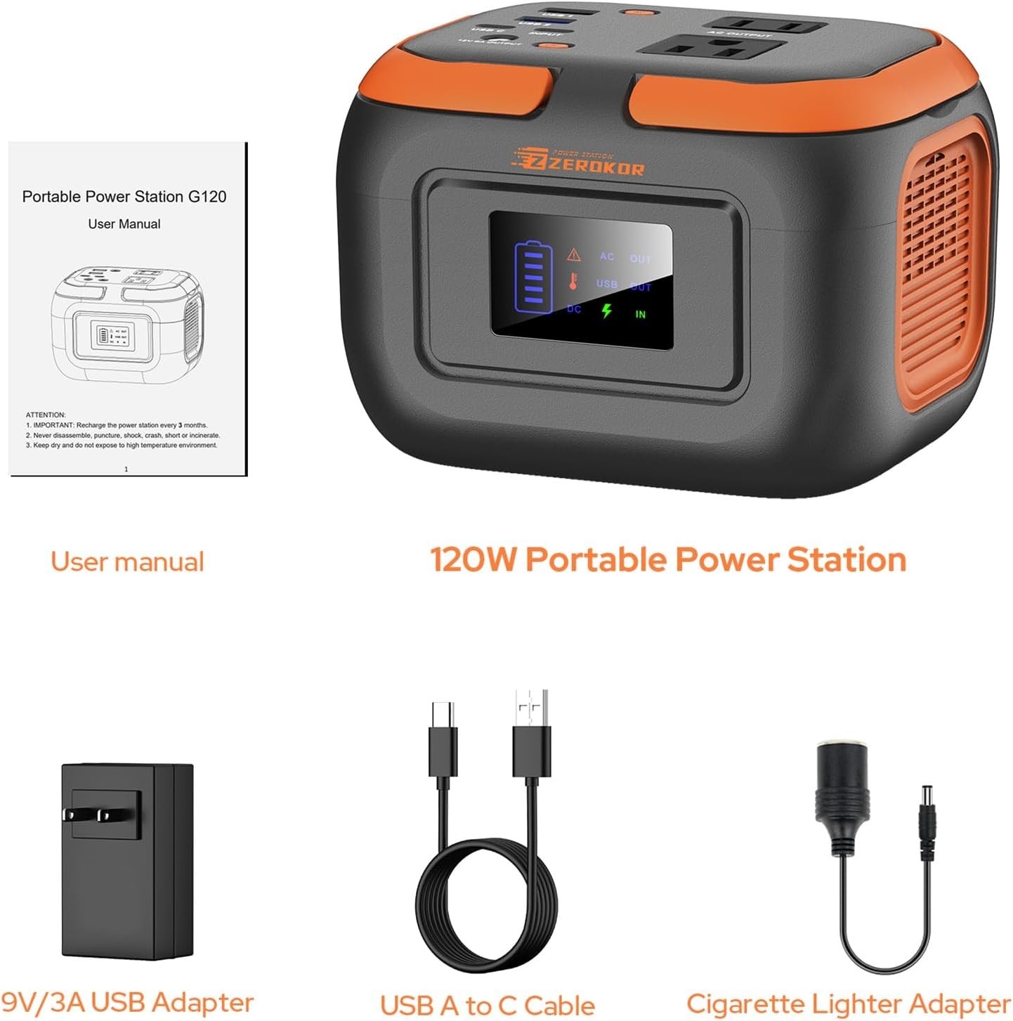 Portable Power Station 120W, Power Bank with AC Outlet, Portable Generator 97…