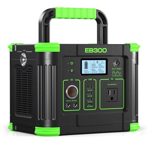 Portable Power Station 330W 288.6Wh Solar Generator with 60W USB-C PD green