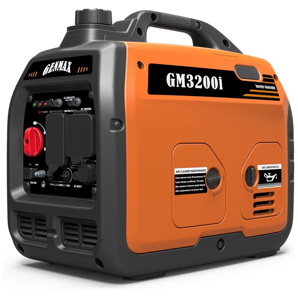 GENMAX Generator,3200W Ultra-Quiet Gas Engine & RV Ready, EPA Compliant, Eco-M