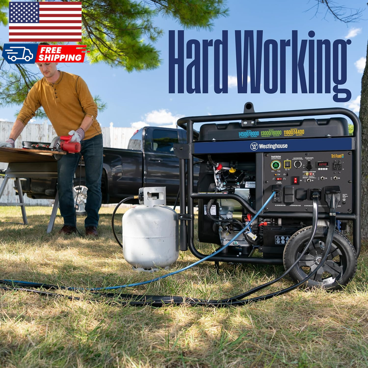 Westinghouse 18000 Peak Watt Tri-Fuel Home Backup Portable Generator Remote Elec