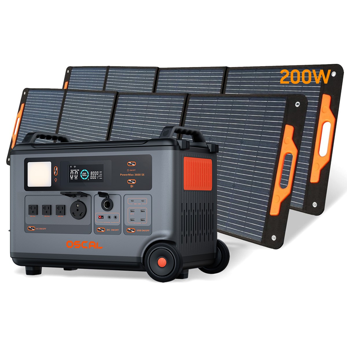Blackview OSCAL PowerMax 3600W Portable Power Station 3600Wh 2x 200W Solar Panel