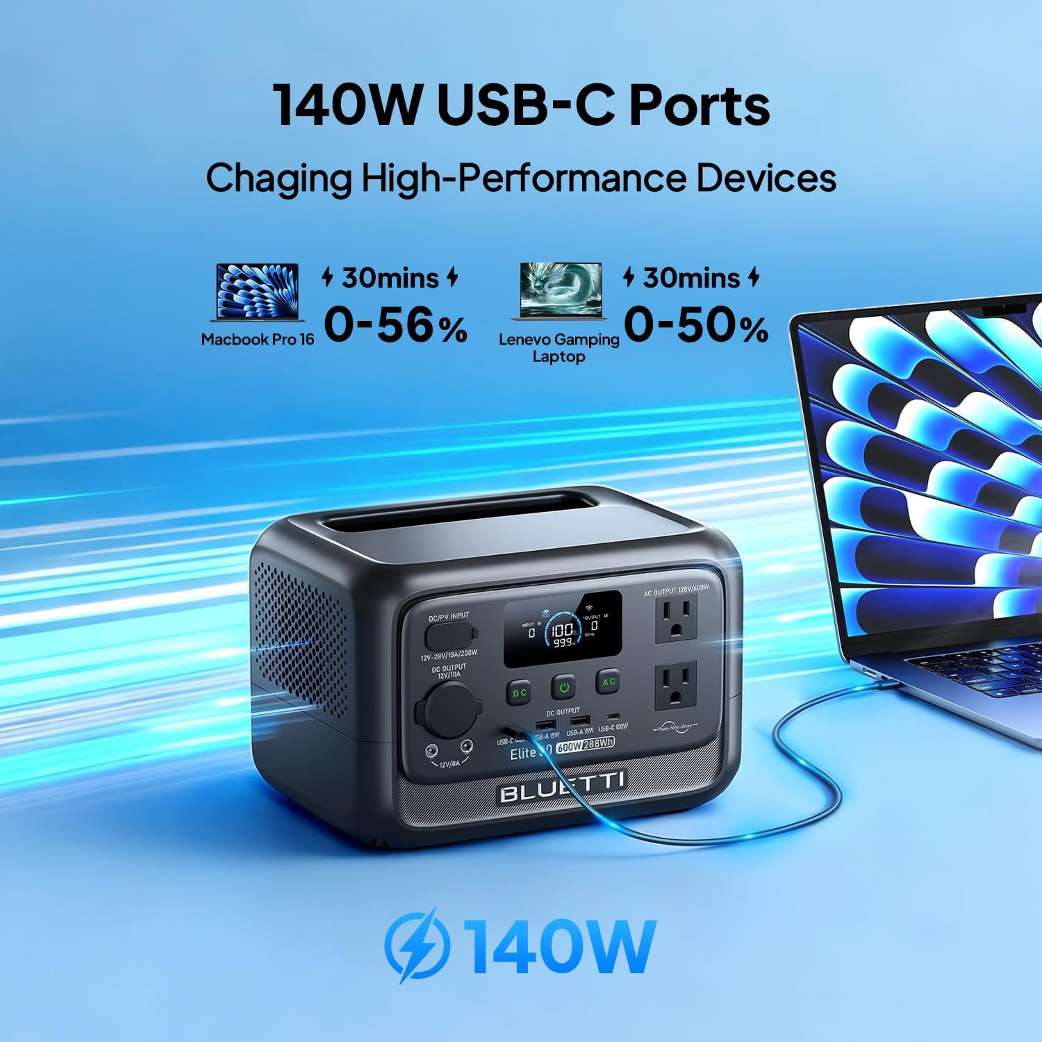 BLUETTI Elite 30 V2 600W 288Wh Portable Power Station for Camping/Road Trip