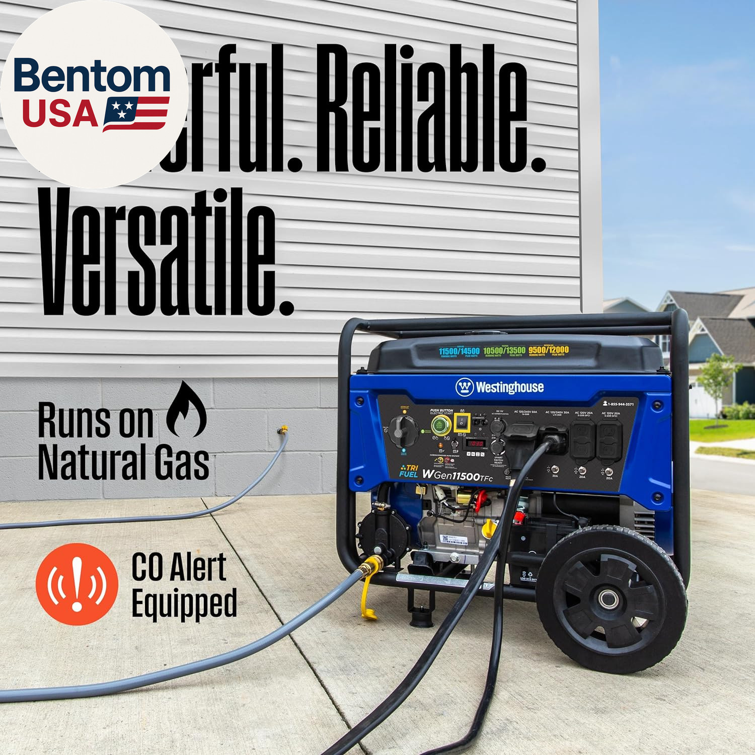 14500 Peak Watt Tri-Fuel Home Backup Portable Generator, Remote Electric Start,