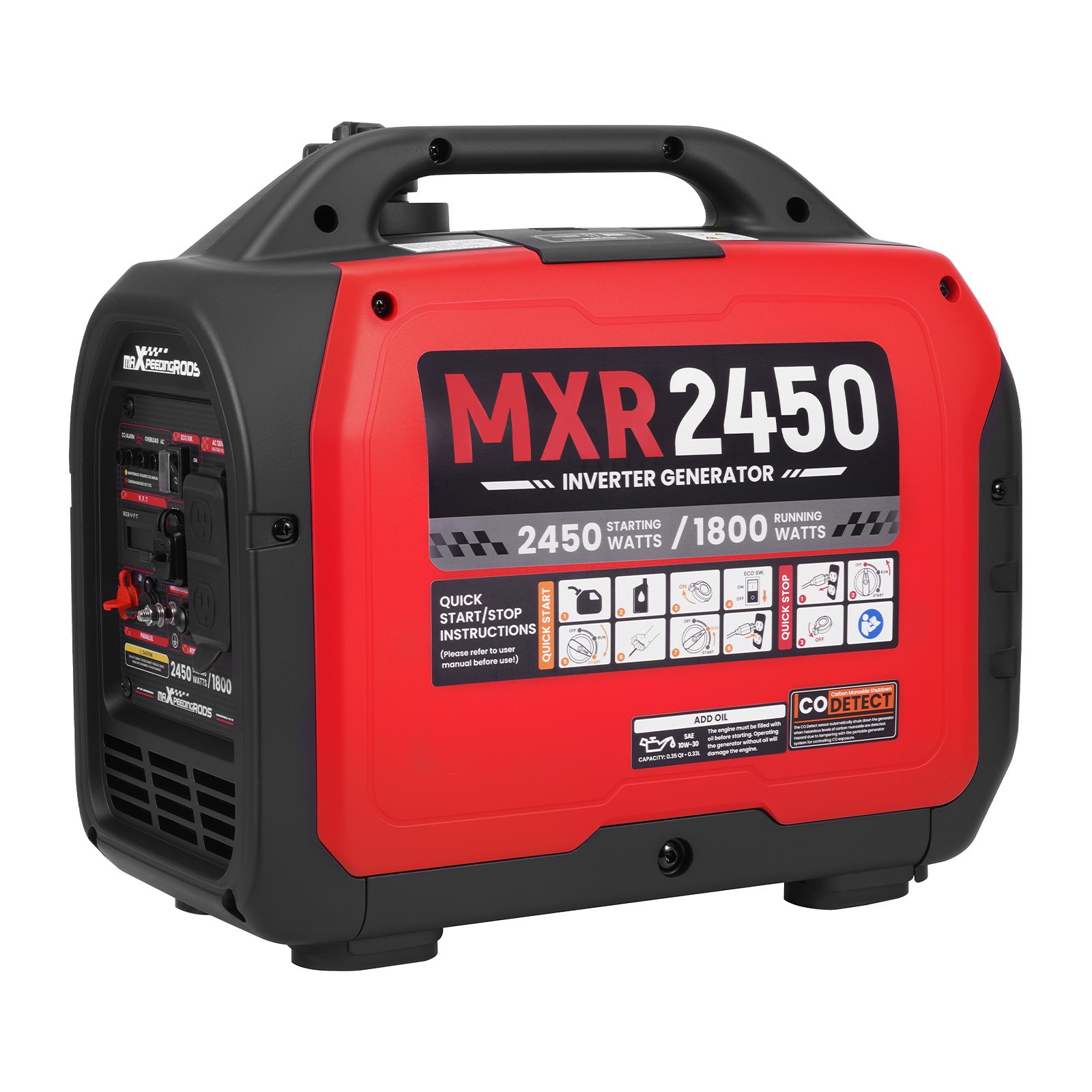 1800W Gas Inverter Generator 58dB Quiet – CO Sensor Shutdown & Output Ready