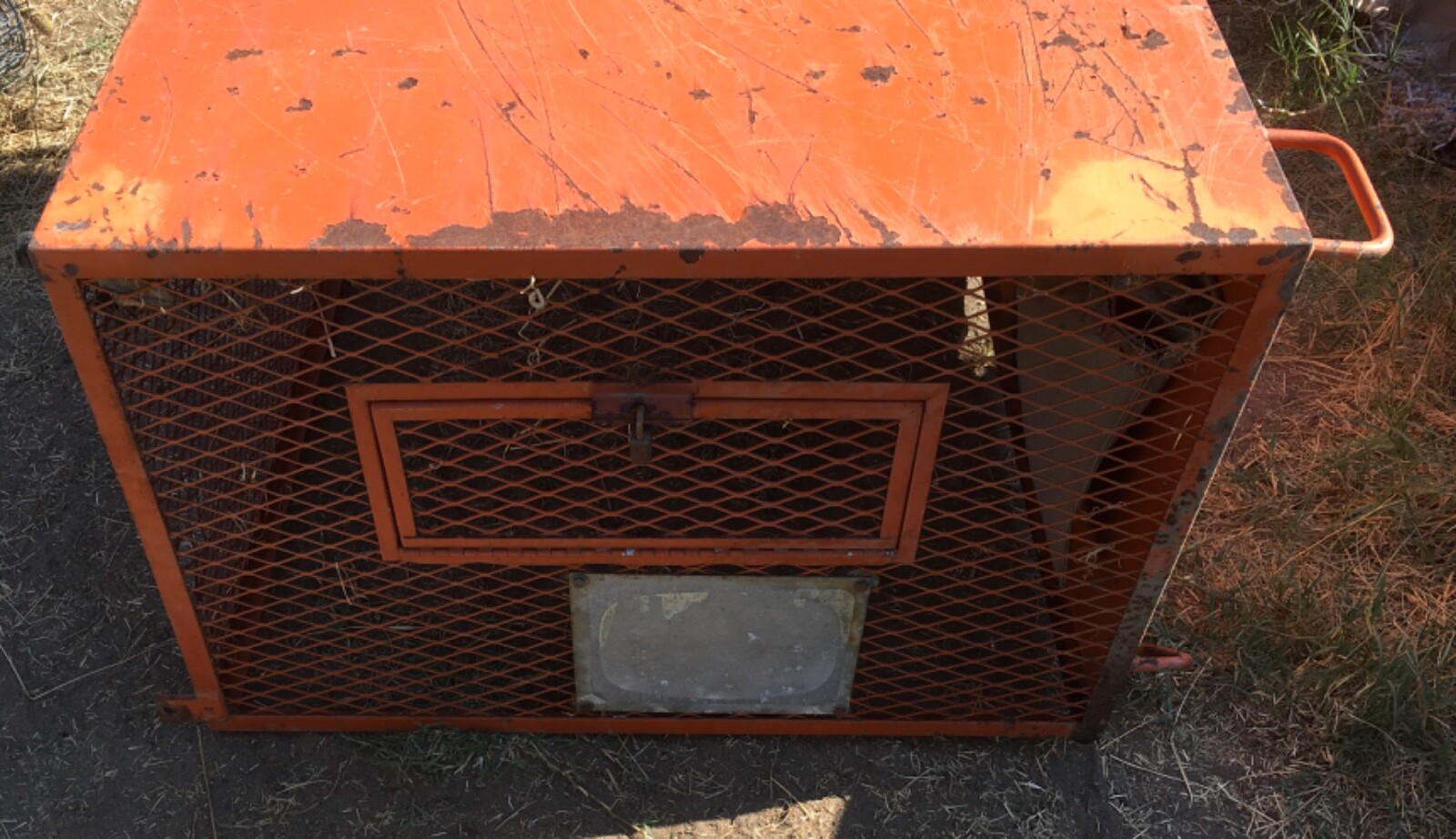 Large Generator Cage Orange Construction Commercial Work Site