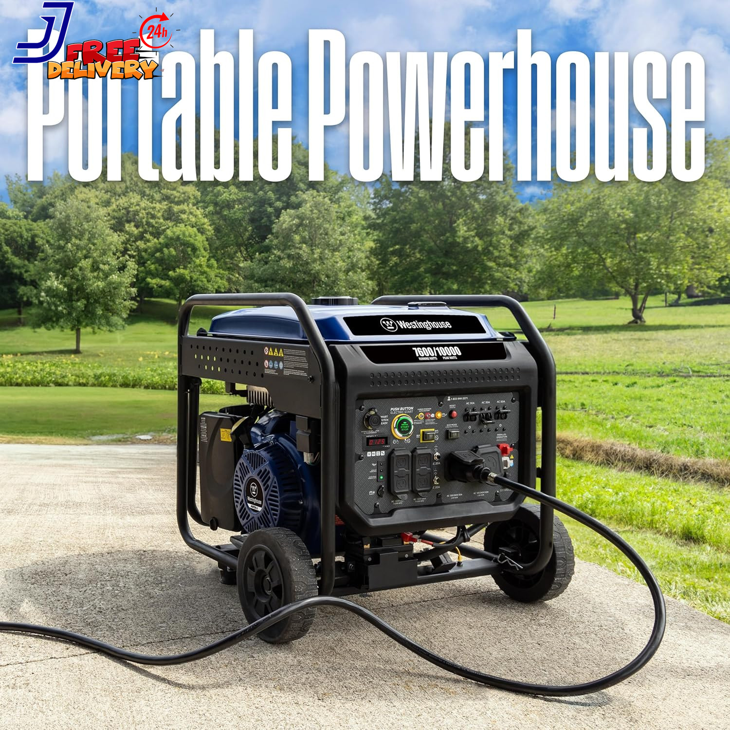 10000 Peak Watt Portable Open Frame Inverter Generator Remote Electric Start