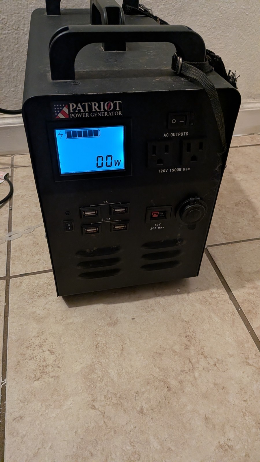 Patriot Power Generator Portable 1500W Max 120V Black AC USB 12V Outputs