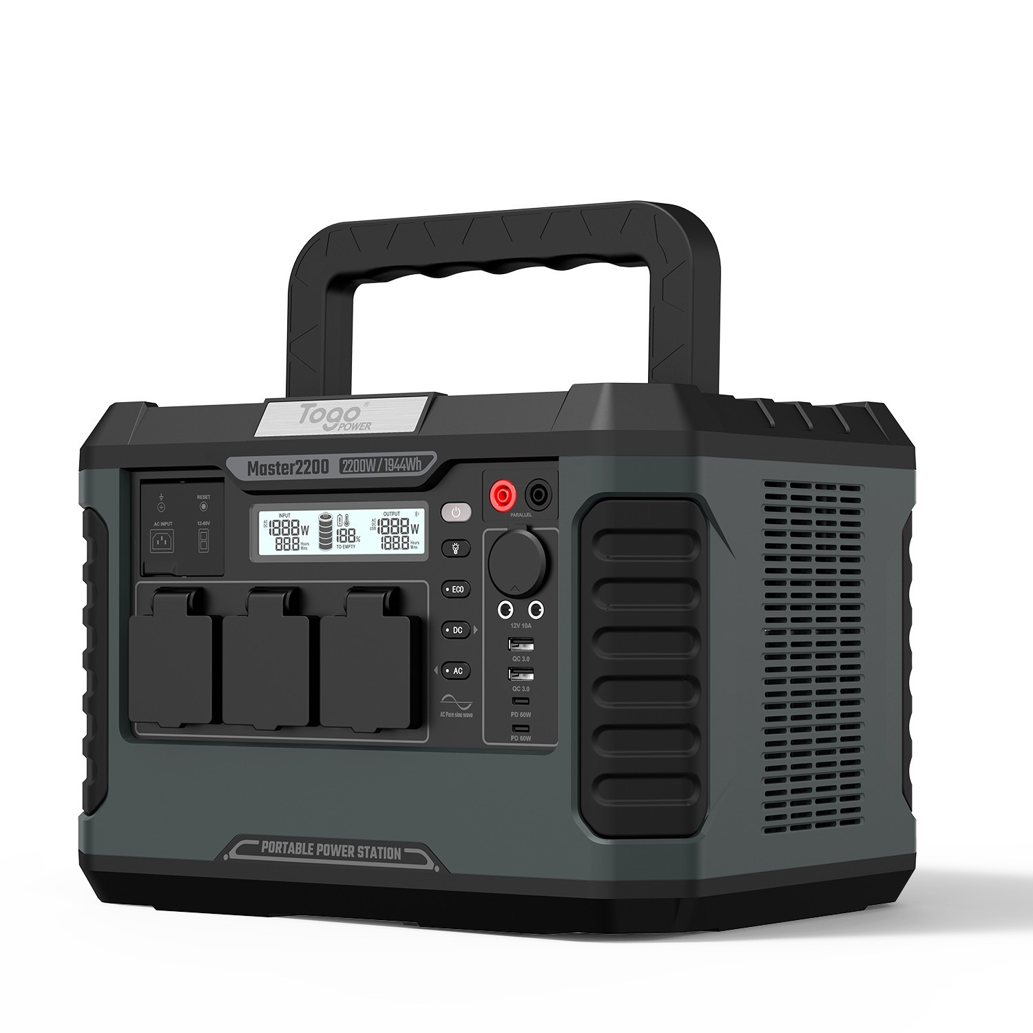 TOGO POWER Master 2200W Power station,1944Wh, 32.8lbs Portable Solar Generator