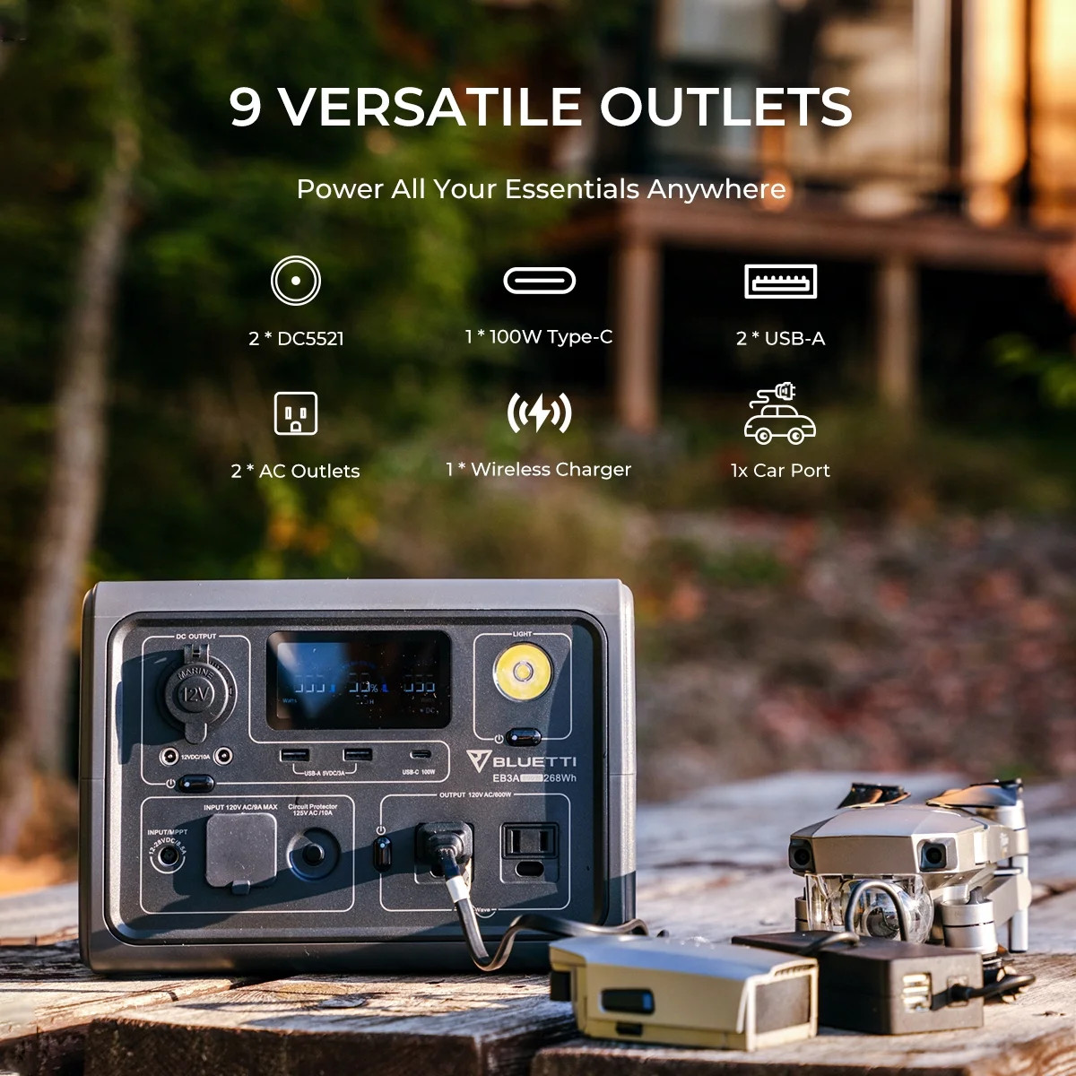 EB3A Portable Generator on Sale,600W Solar Generator, 268Wh Lifepo4 Power Statio