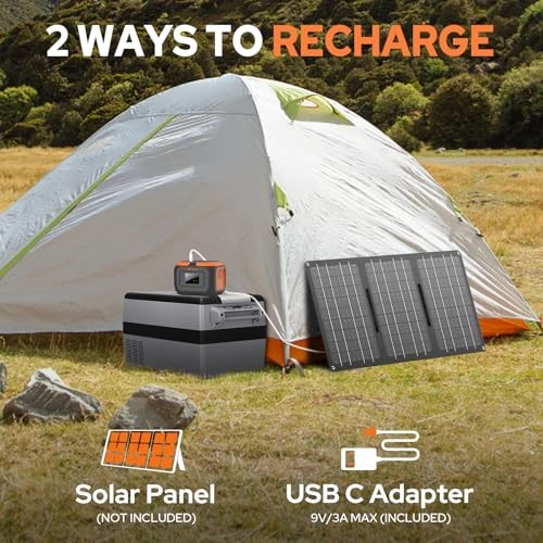 Portable Power Station 120W, Power Bank with AC Outlet, Portable Grey Orange