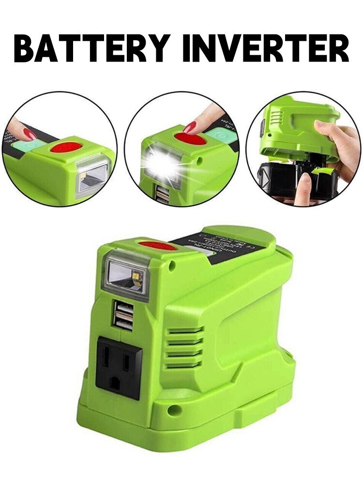 For Ryobi 18V 150W Power Source Battery Inverter w/Dual USB Ports and LED Light
