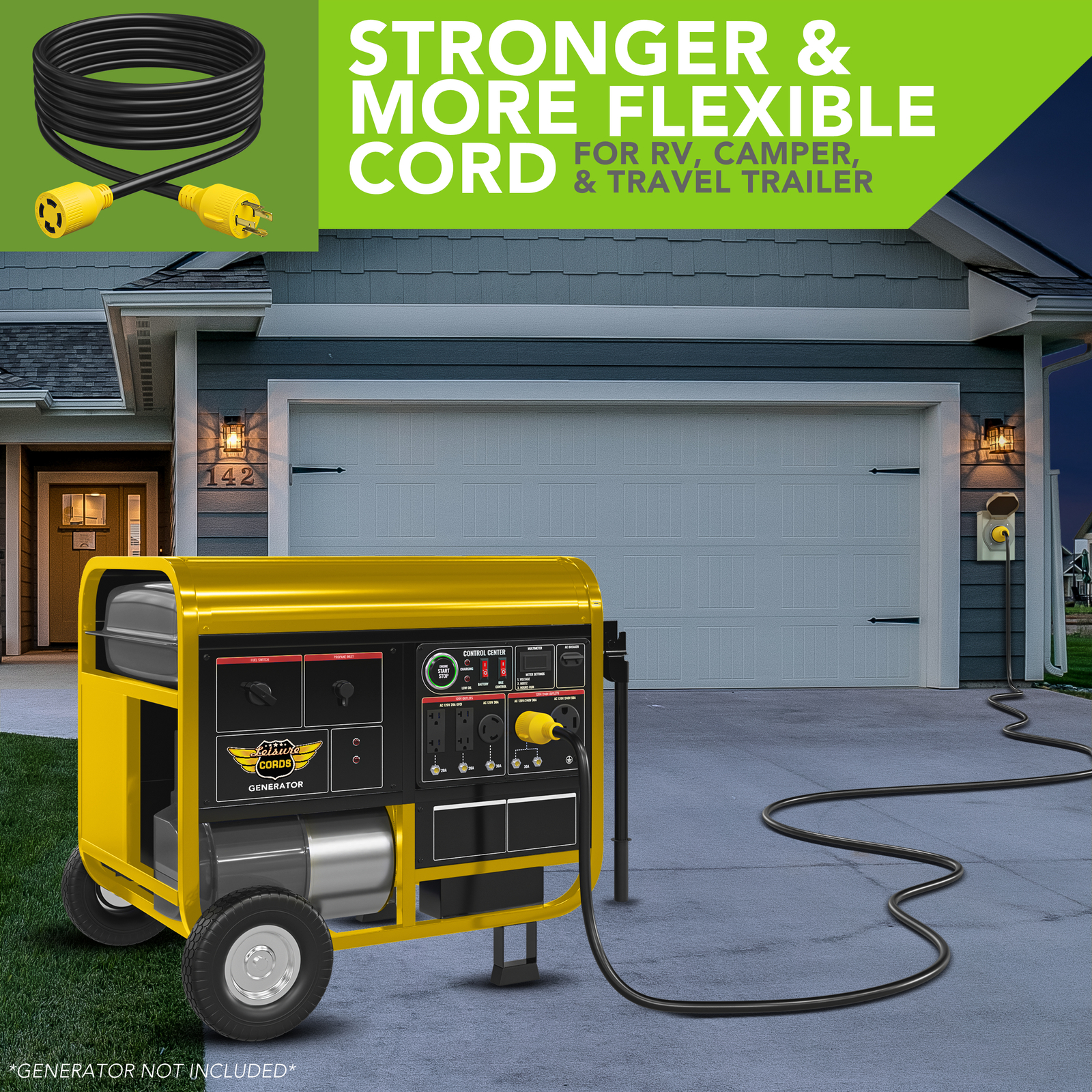 Generator Extension Cord 15 Ft 4 Prong Power Cable 10 4 30 Amp Adapter Plug New
