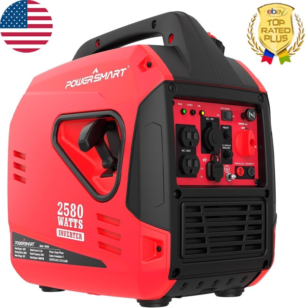 Inverter Generator Gas Powered W/ Super Quiet Technology Low Oil Shutdown Camp