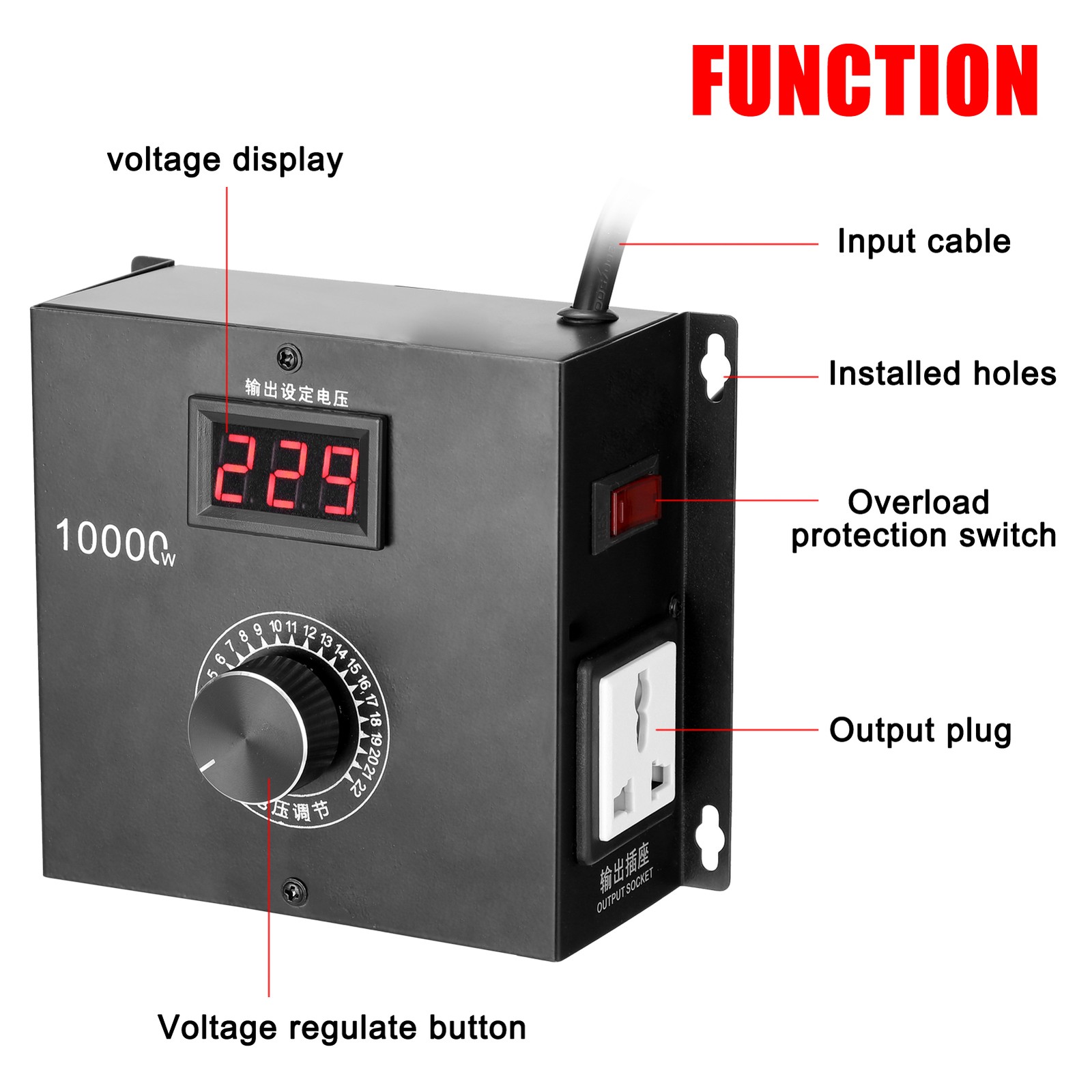 10000W Household Compact Variable Voltage Controller Portable Speed Tempera PKMN