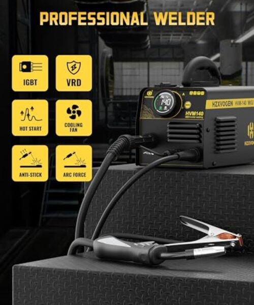 140A MIG Welder, 110V/220V Dual Voltage, Flux Core MIG/Lift TIG/Stick 3 Black