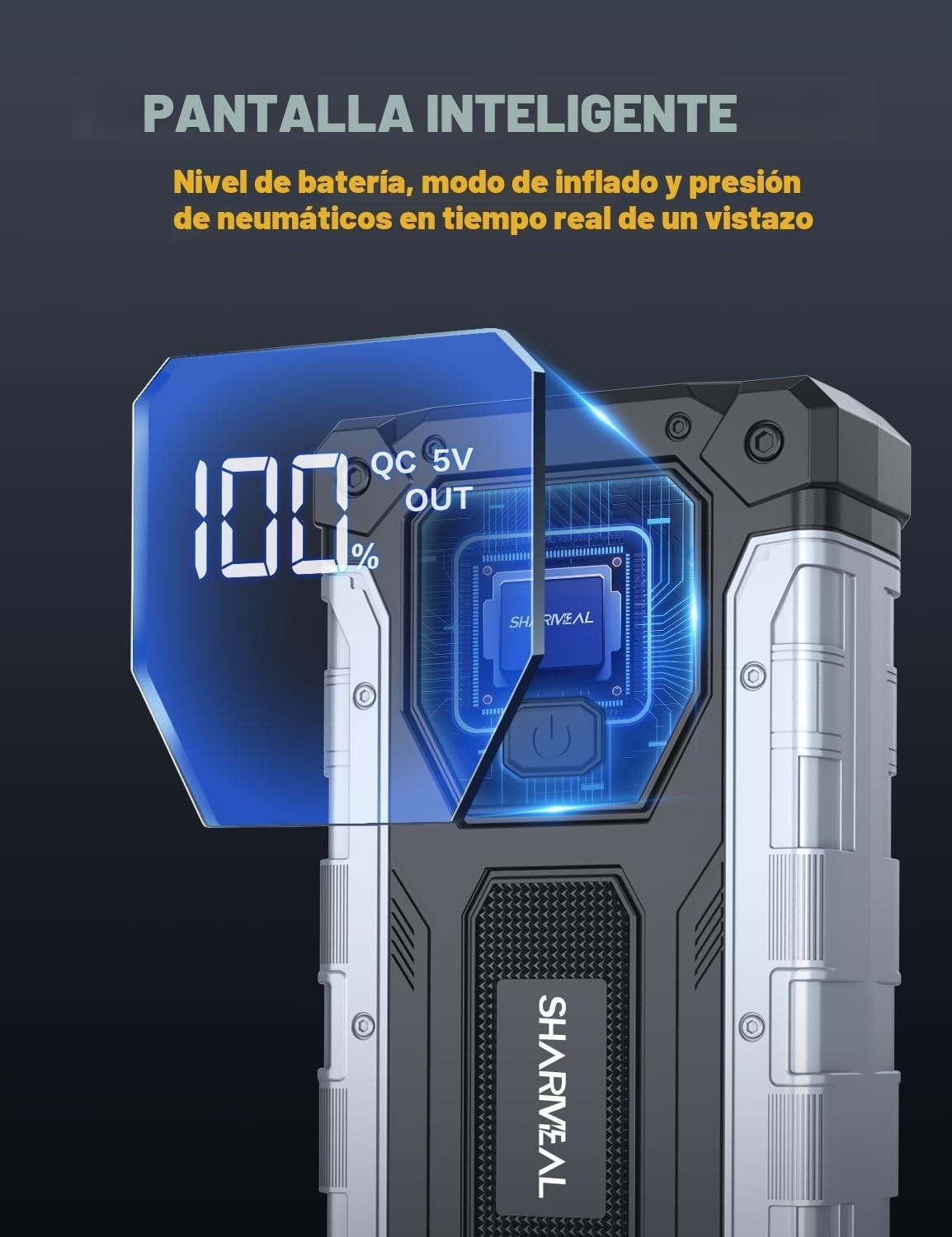 Arrancador Portatil 5000A Para Auto 12V 10L Gas 9L Diesel Bateria Luz Emergentes