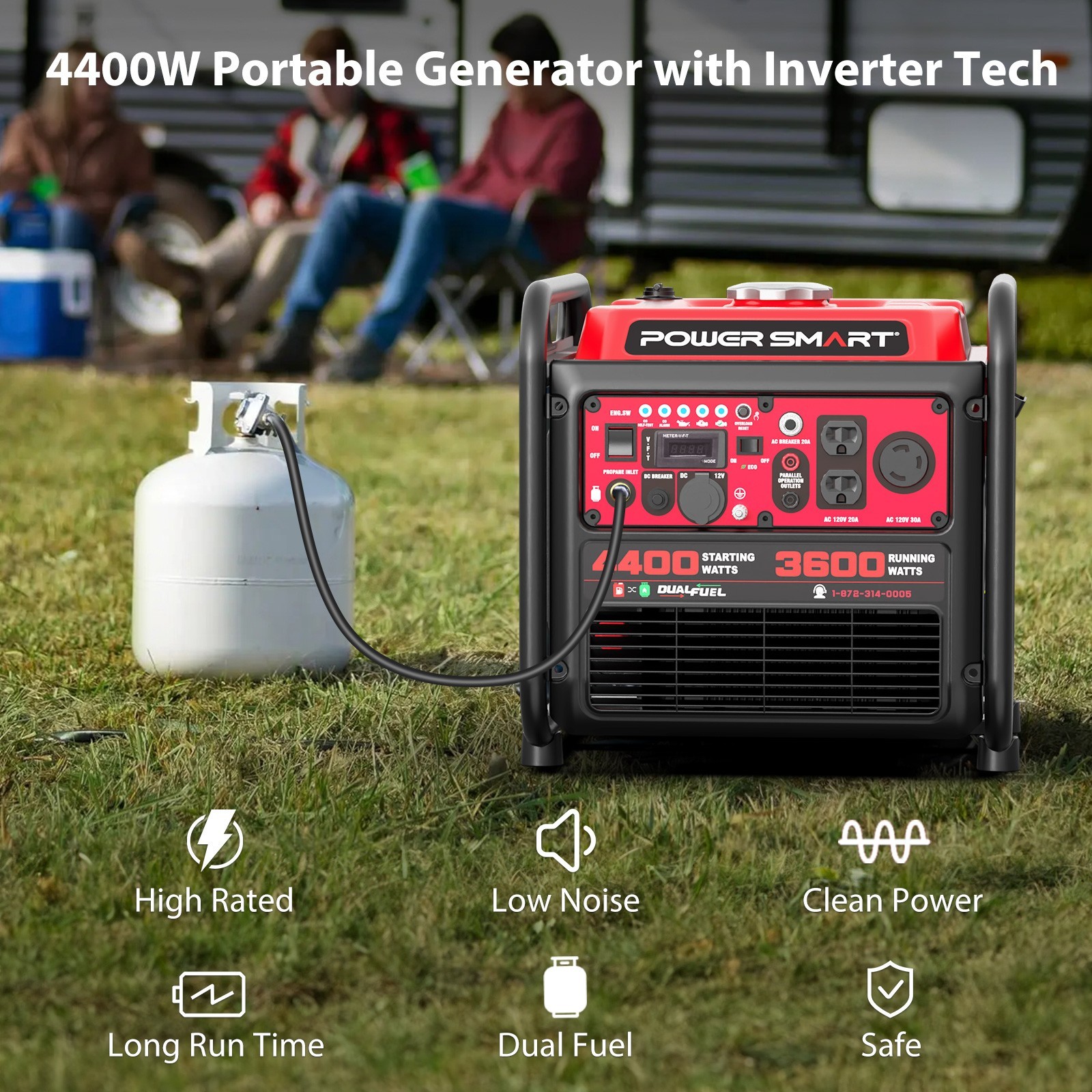 4400 Watt Portable Dual Fuel Generator, 30 Amp for Home Use and Emergency Backup