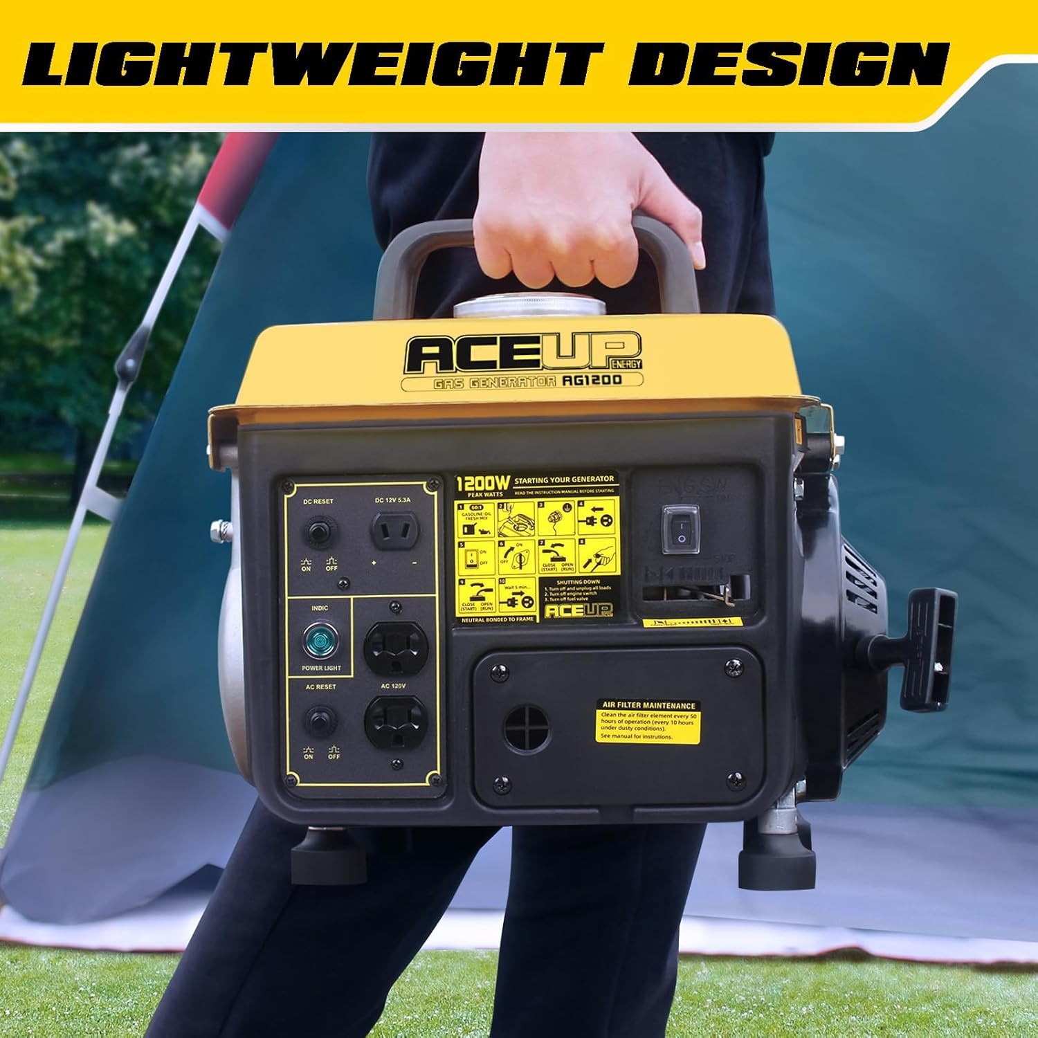 Aceup 1200W Ultralight Portable Gas Generator EPA CARB Home Use