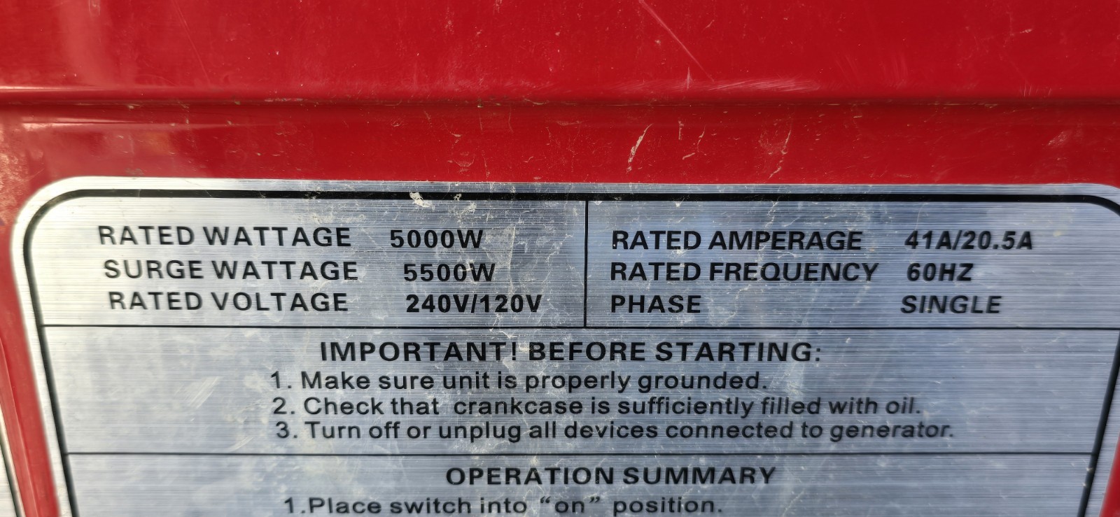 Power Pro 5500 Portable Gas Generator 5000W/5500W 120/240V 6.5 Gal