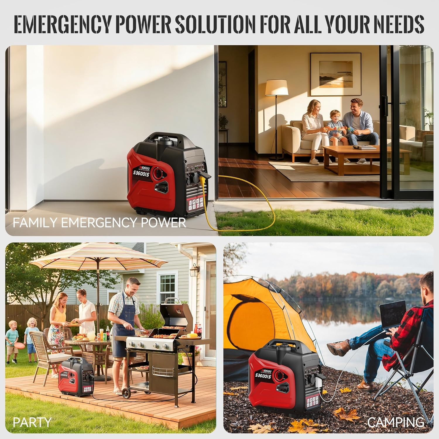 3600W Portable Generator Super Quiet Inverter Generator Ultra Lightweight for Ho