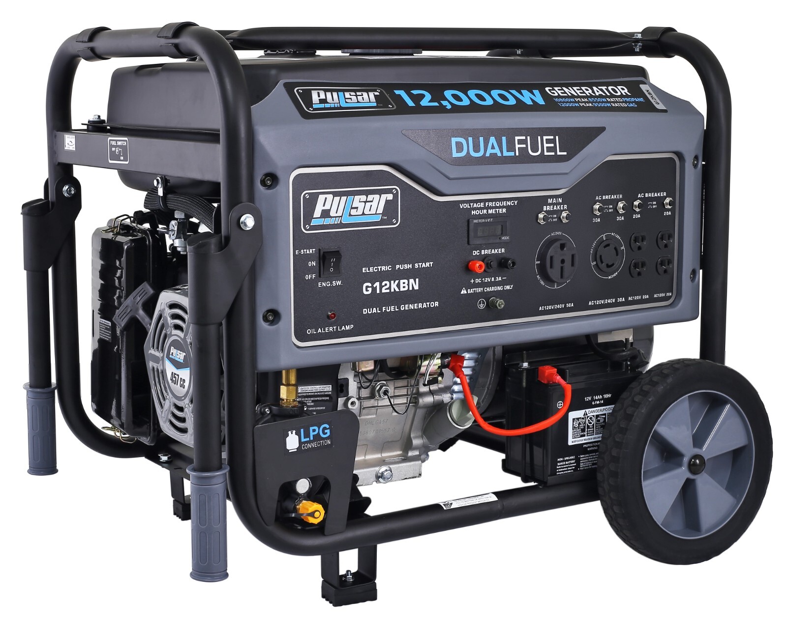 Pulsar G12KBN-SG Heavy Duty Portable Dual Fuel Generator 12000 Watt
