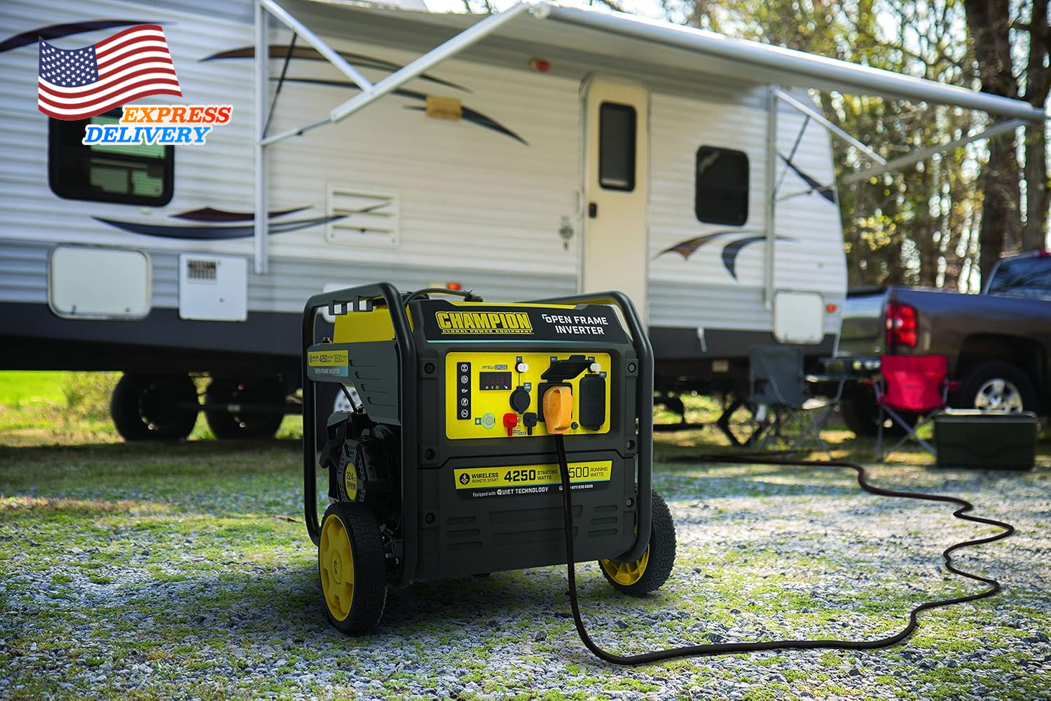 Portable Open Frame Inverter Generator 4250-Watt Wireless Remote Start RV Ready