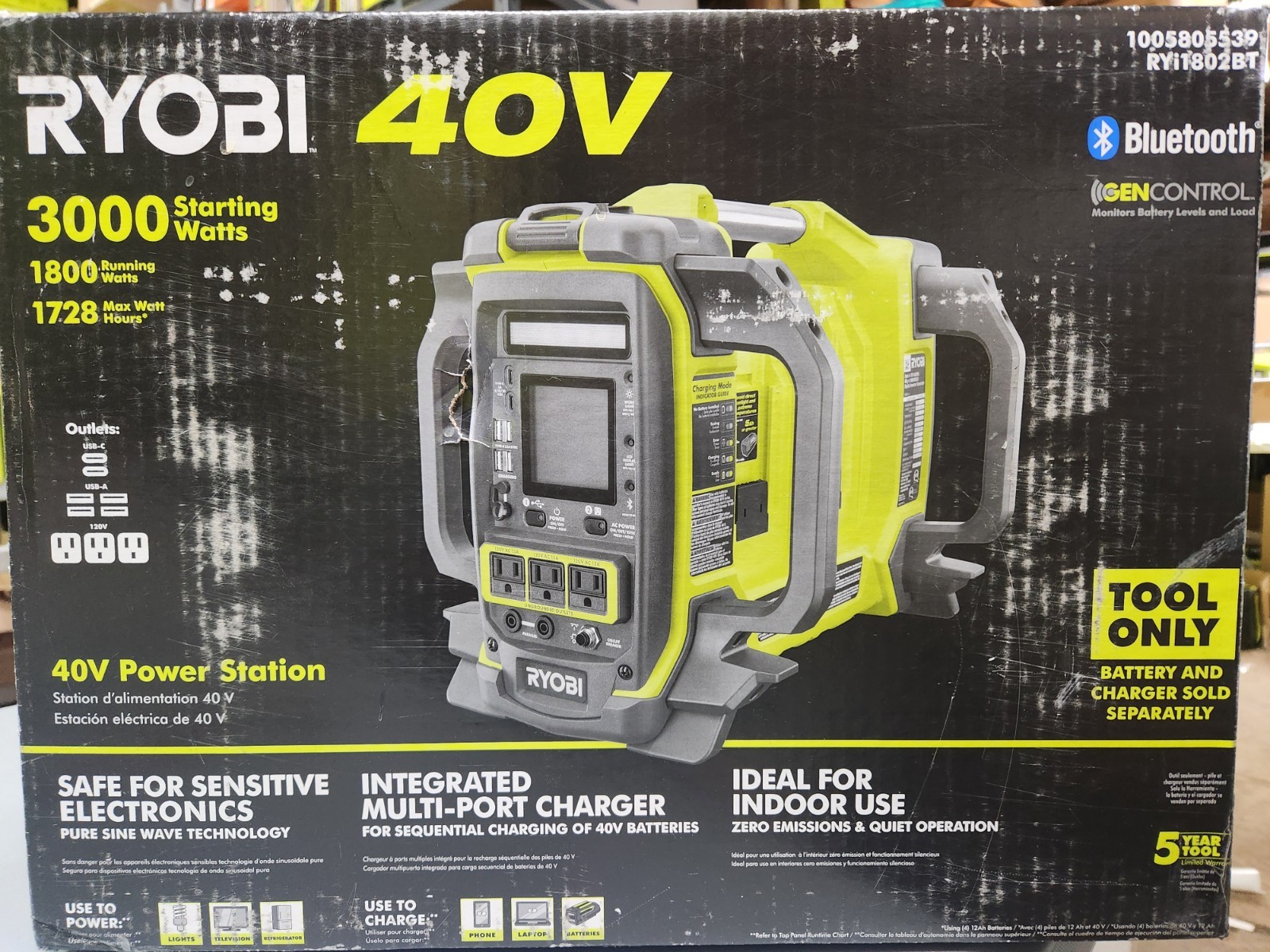 Ryobi 40v Power Station Inverter Generator , Bluetooth, 1800 Watts.