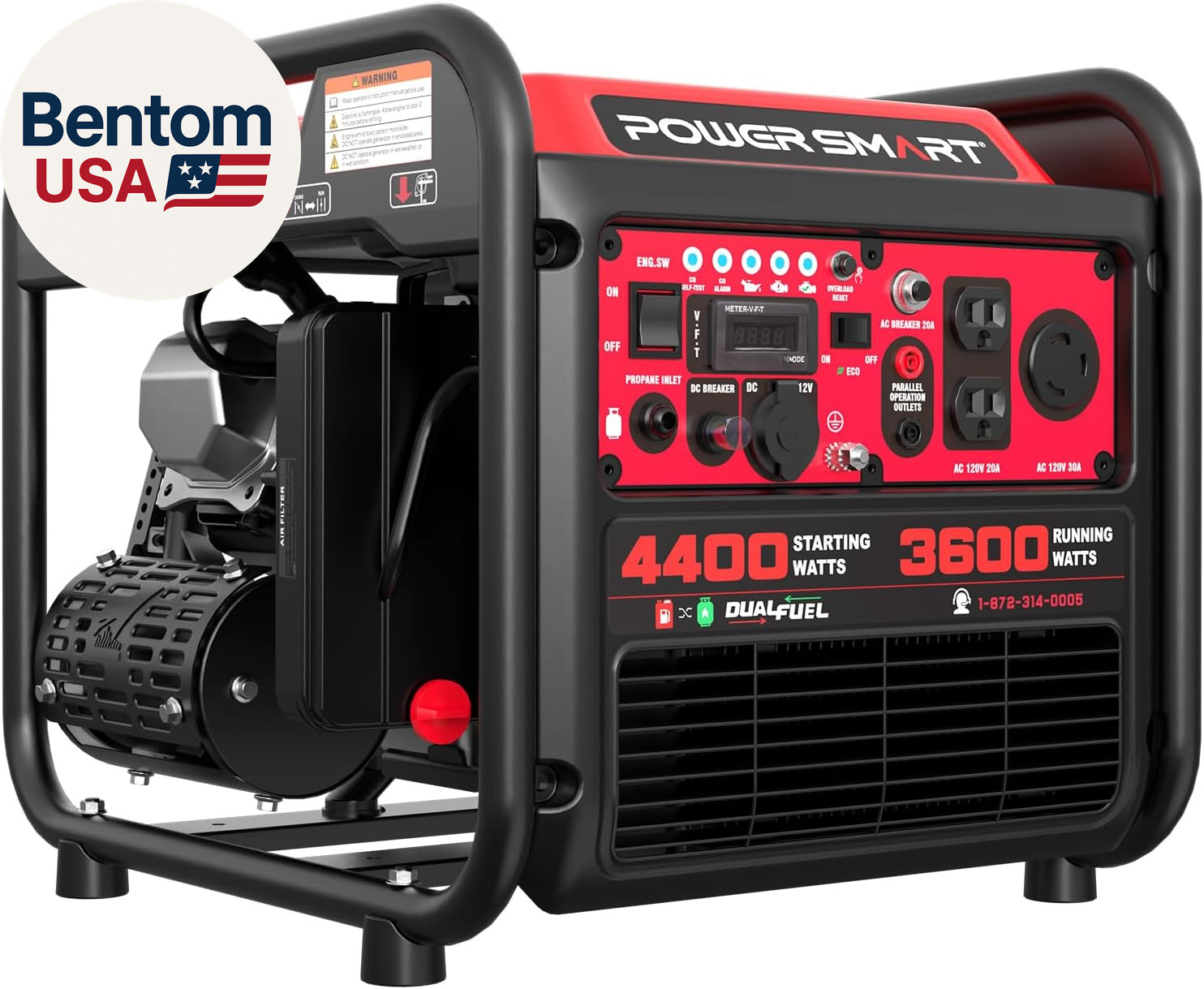 4400-Watt Dual Fuel Portable Inverter Generator, Gas Powered, Co-Sensor, Lightw
