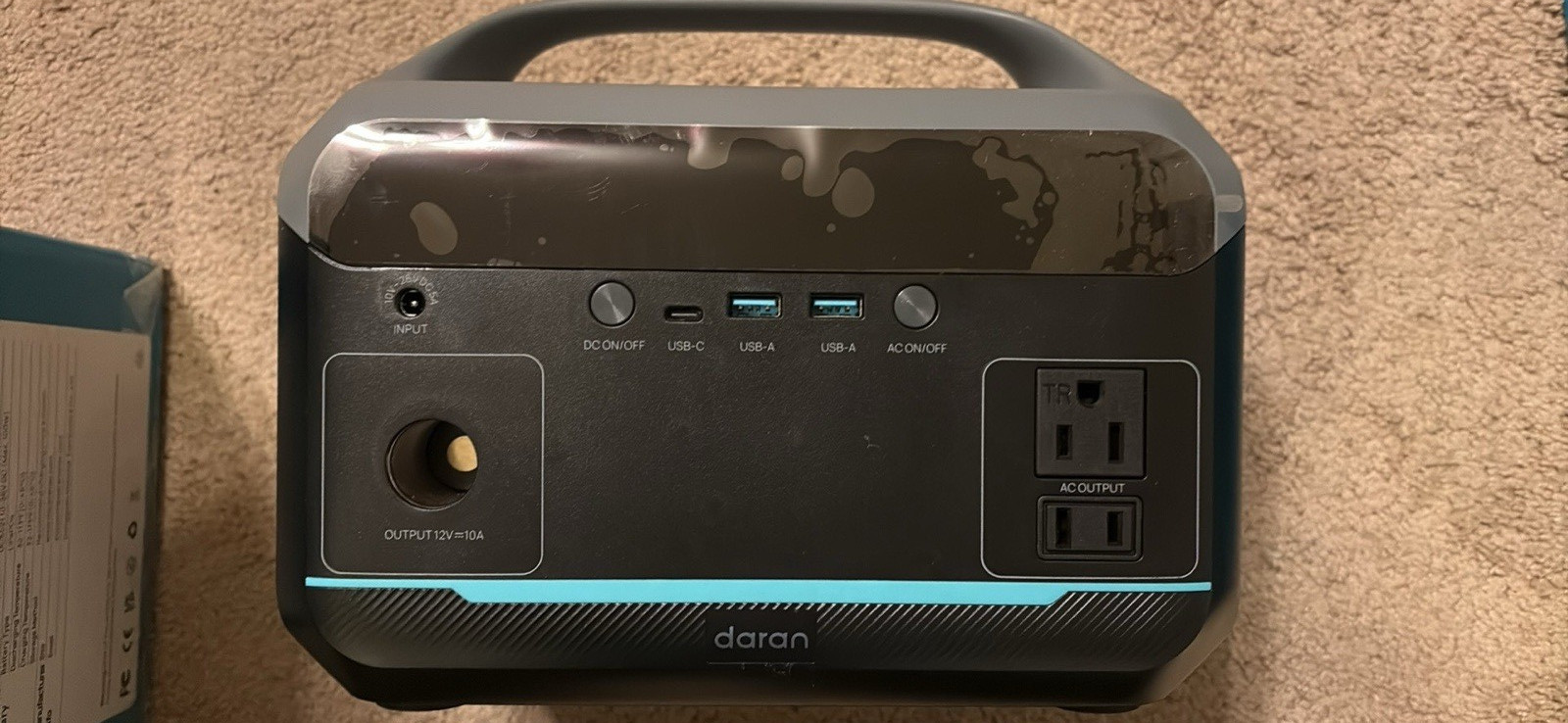 Daran Portable Lithium-Ion Power Generator, Gray/Black, 12V & 120V UN3480