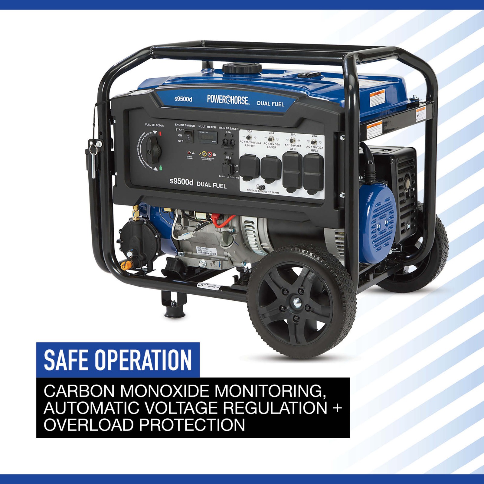 Powerhorse Portable Generator, 9500 Surge Watts, 7500 Rated Watts, 120/240V,