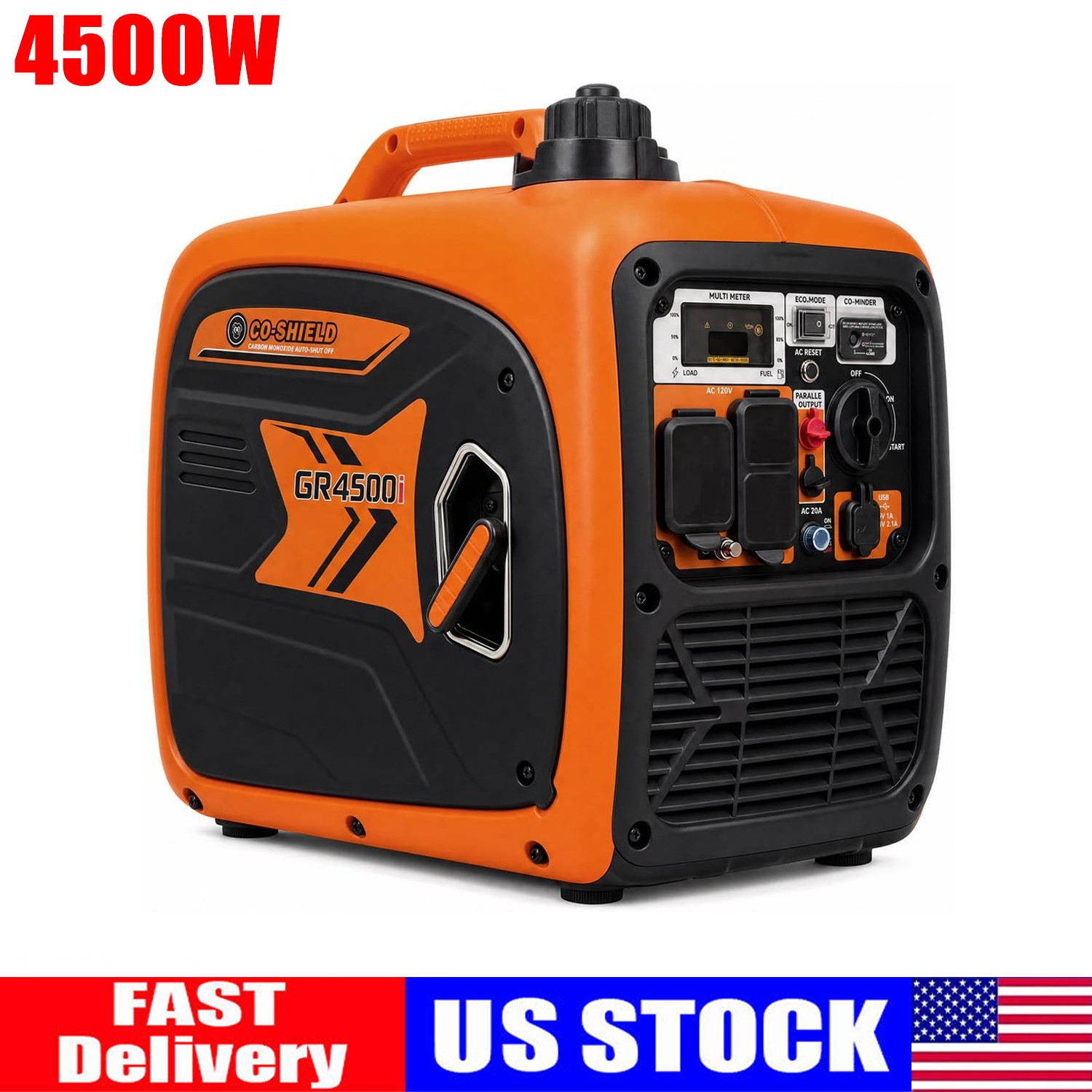 4500W Portable Inverter Generator ,Gas Powered Generators Quiet for Camping & RV