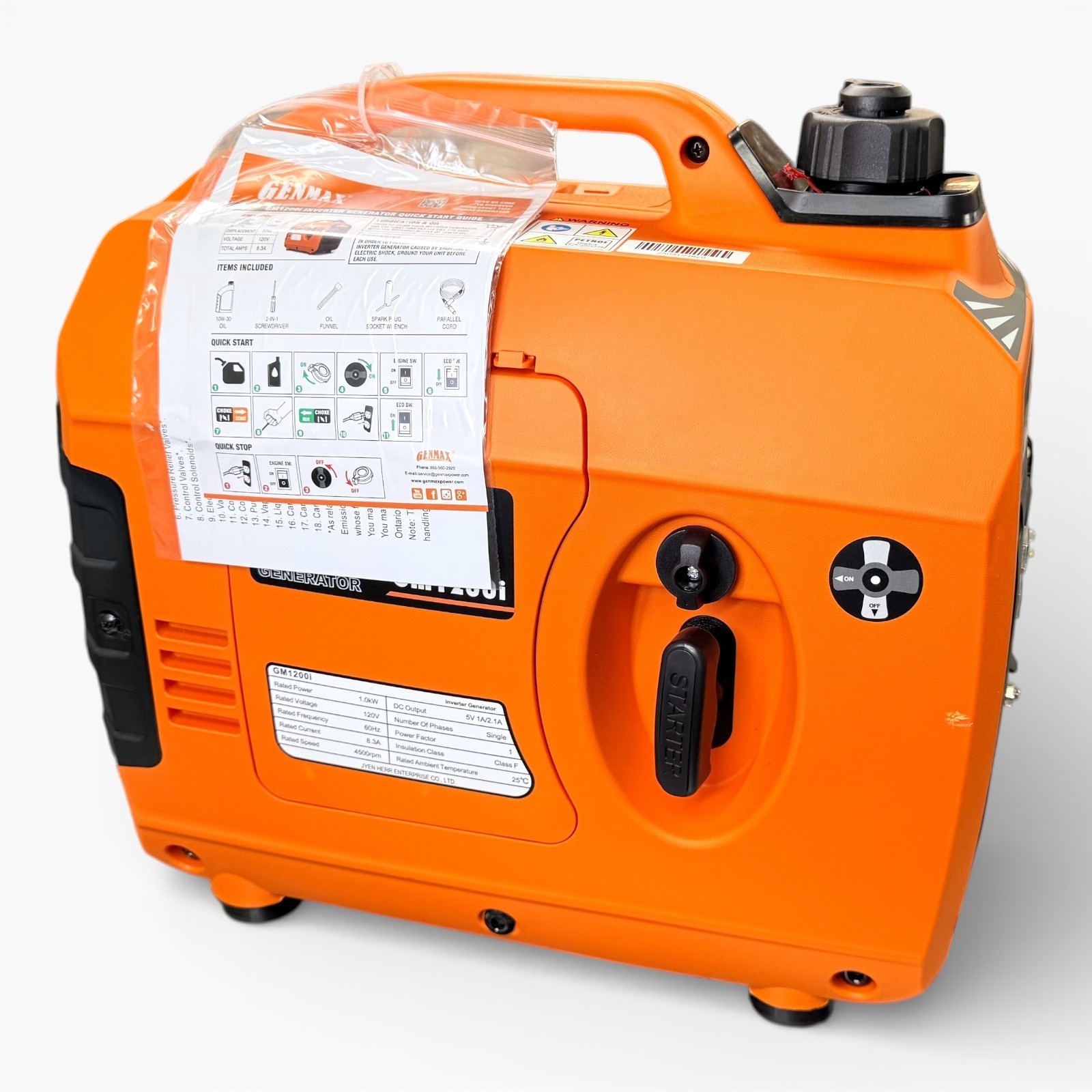 GENMAX GM1200i 1200W Inverter Generator CO Detect 120V New