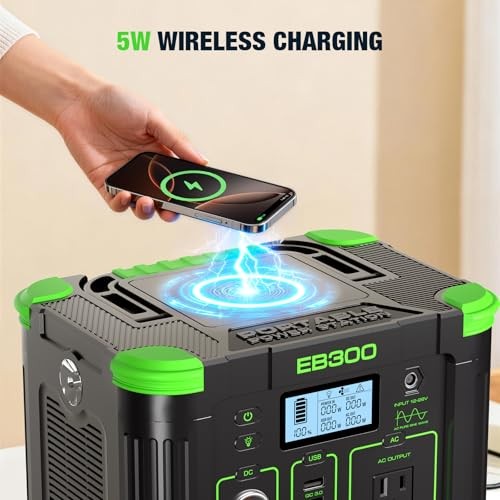 Portable Power Station 288Wh Lithium Battery, 60W Fast Charging, Up 300W