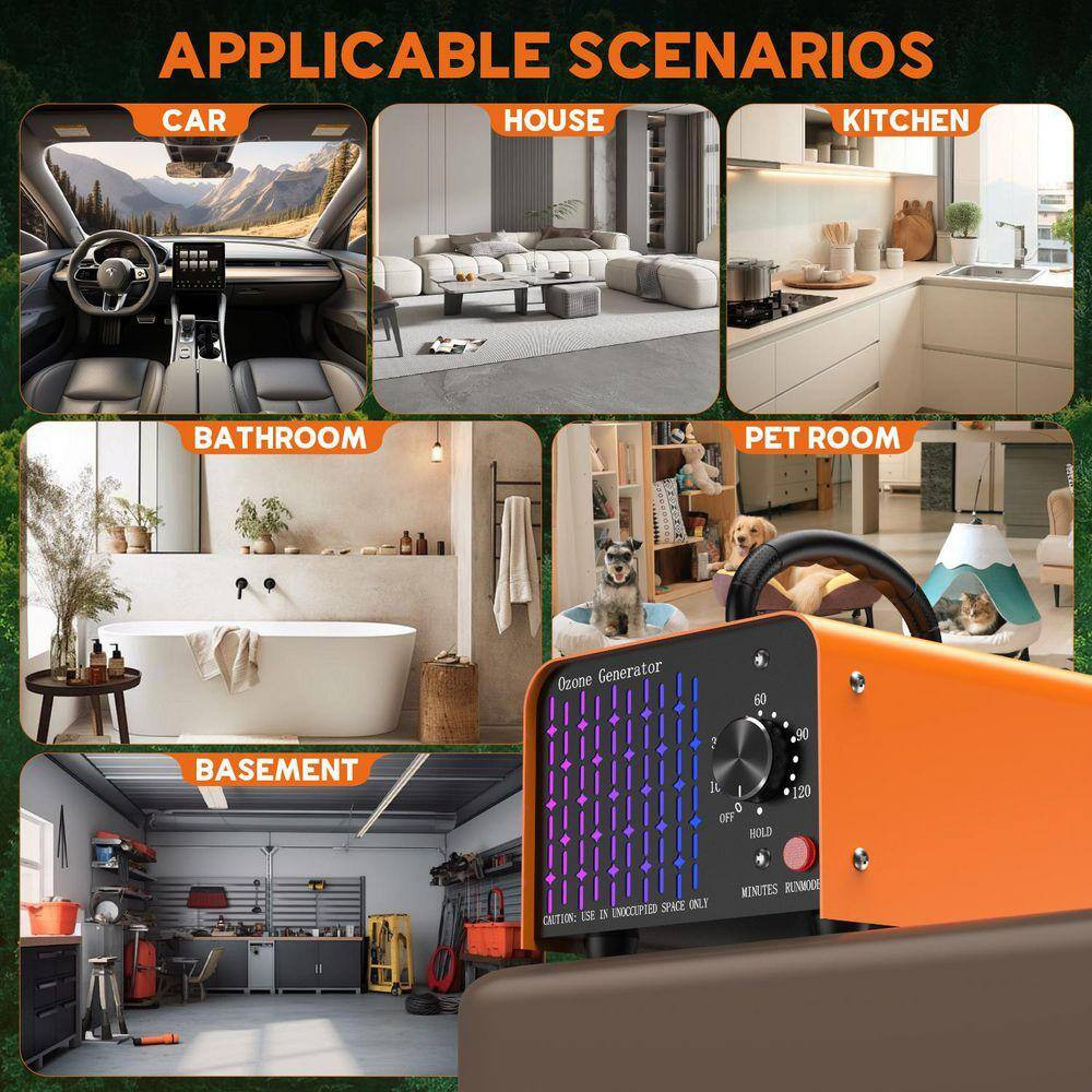 7000 Sq. Ft. 80,000 Mg Ion Generator Ozone Generator in Orange with Timer for Ca