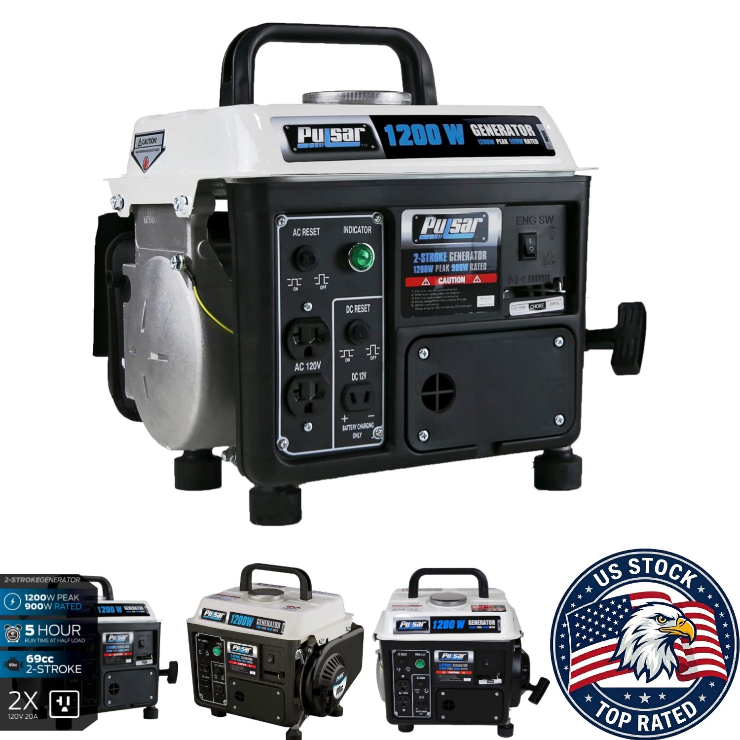 900 Running Watts Portable Generator with Recoil Start – Perfect for Camping