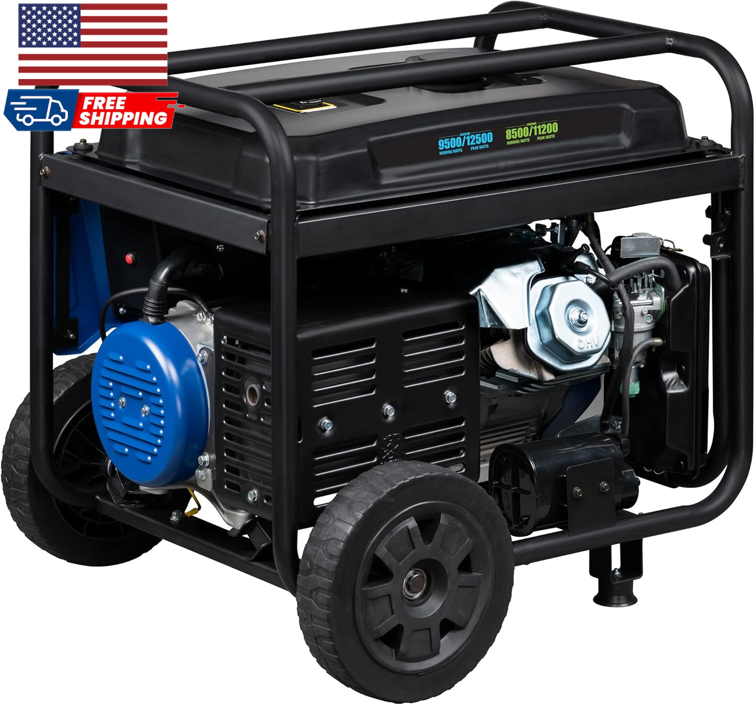 12500 Peak Watt Dual Fuel Home Backup Portable Generator Remote Electric Start