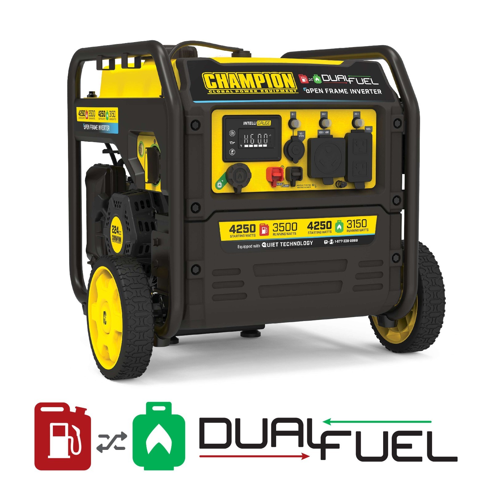 201057R- Champion 4250-Watt Dual Fuel RV Ready Open Frame Inverter – REFURBISHED