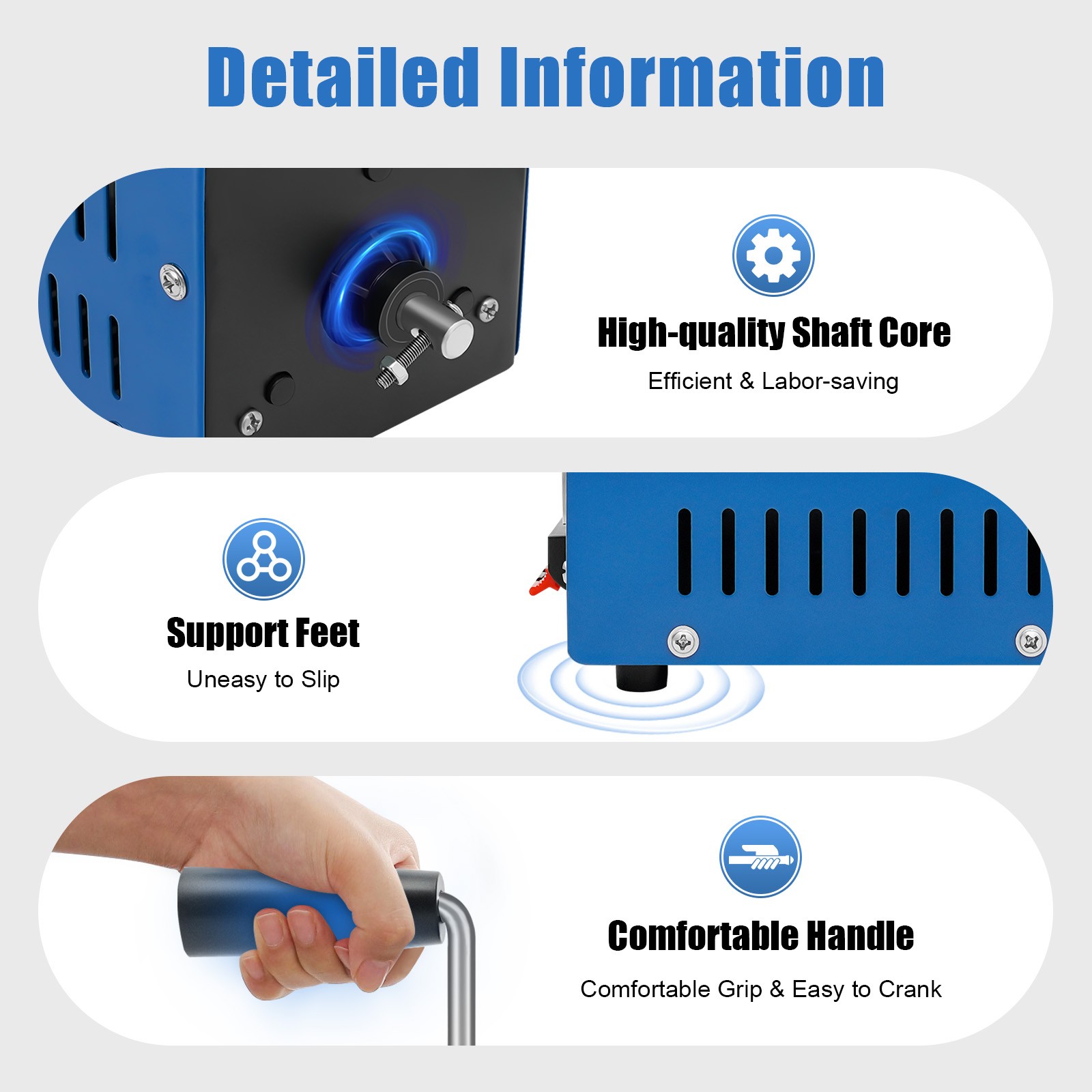 Portable Metal Generator, F20 Hand Crank Generator, Manual Crank Generator Blue