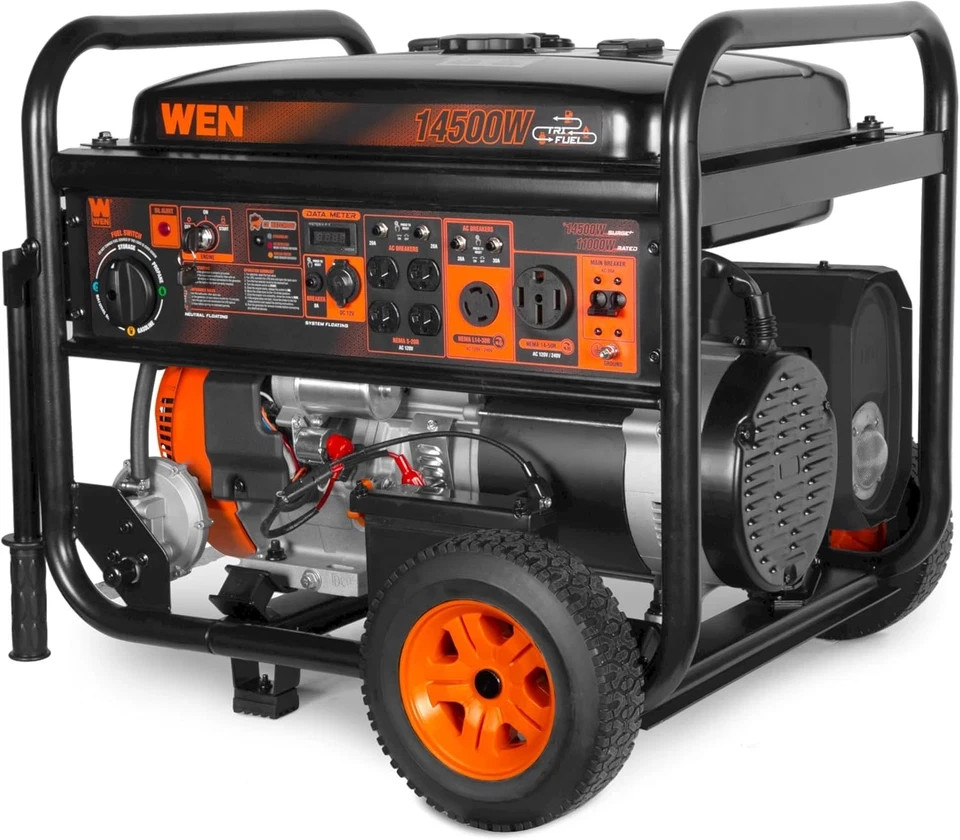 WEN 14,500-W Portable Tri-Fuel Gas Powered Generator, Electric Start, CO Sensor