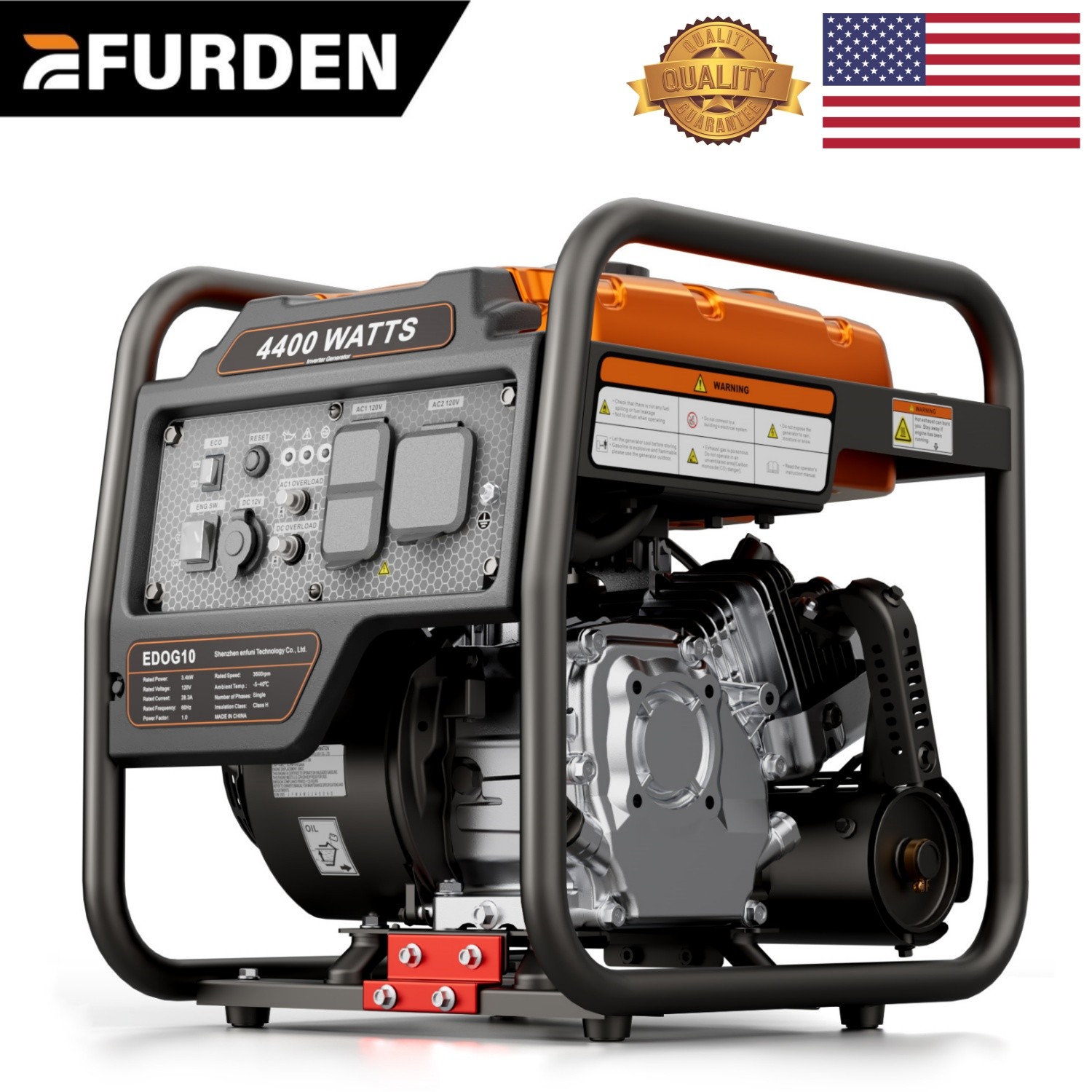 Efurden 4400W Inverter Generator Gas Portable Generator 10H Runtime 120V Camping