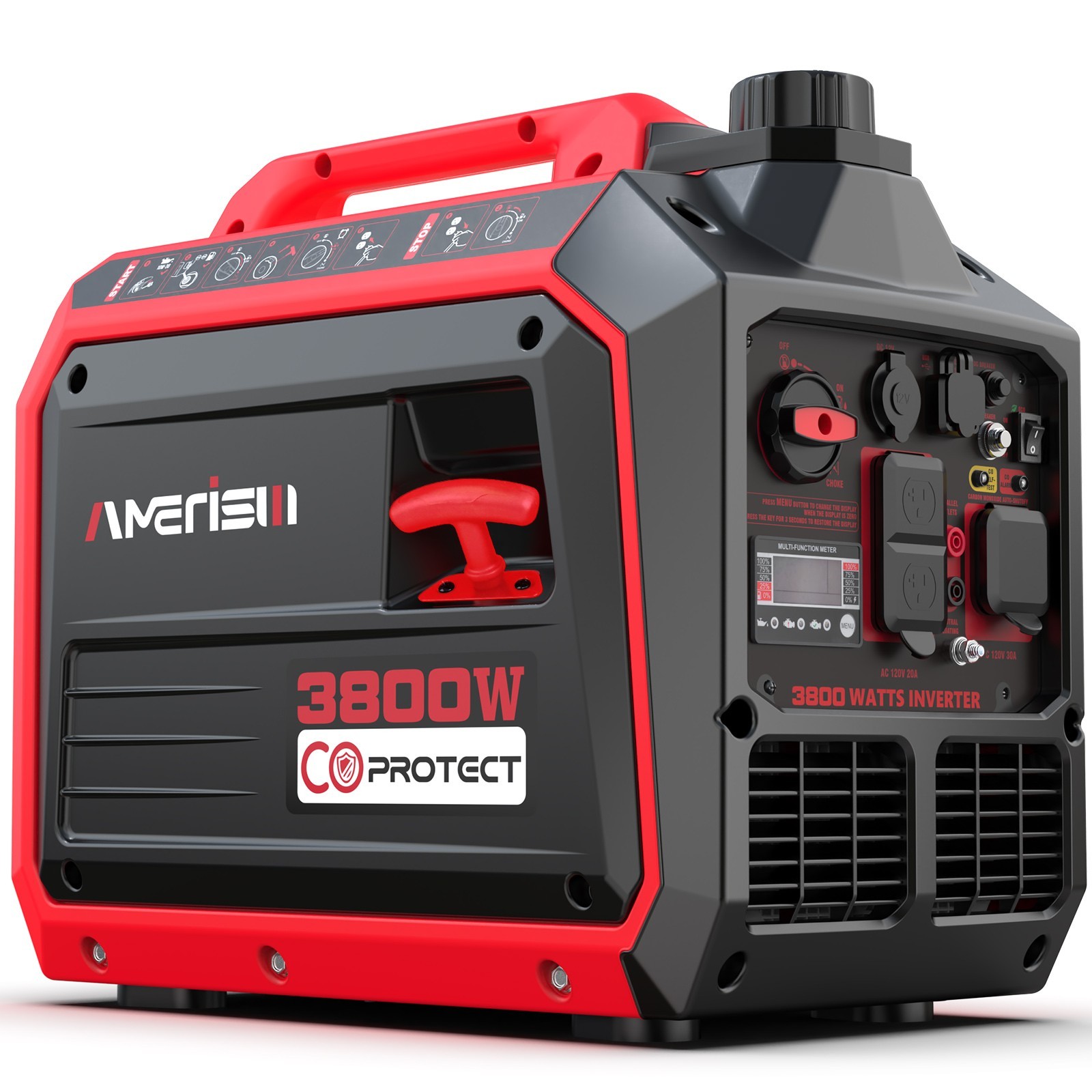 Amerisun 3800W Gas Inverter Generator, 149cc, USB Charging, 120V AC Output, RVs