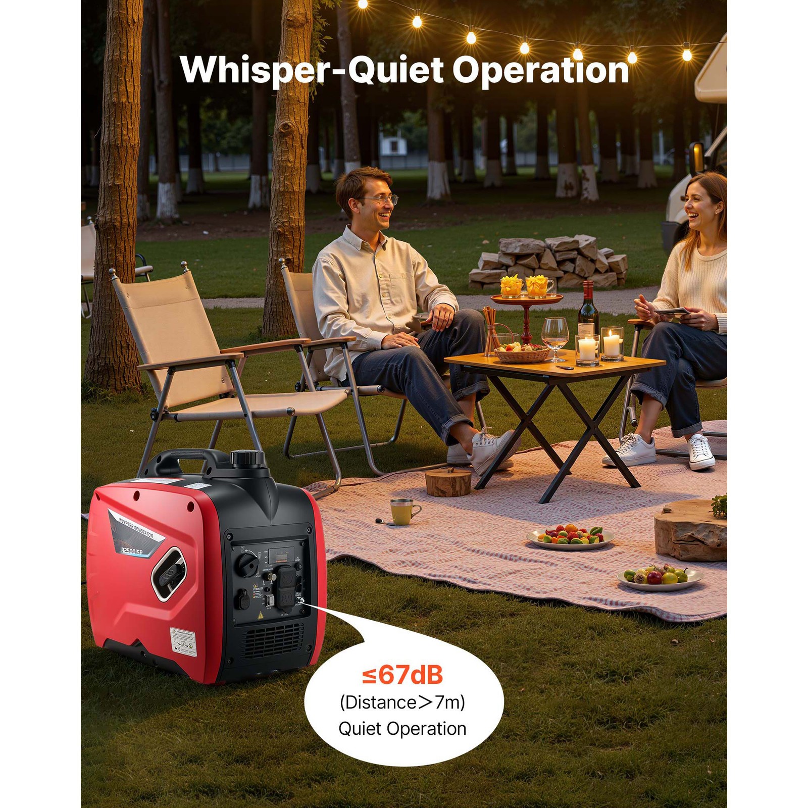Uimoso 3000W Gas Portable Inverter Generator 122cc 4-Stroke Engine Quiet Run