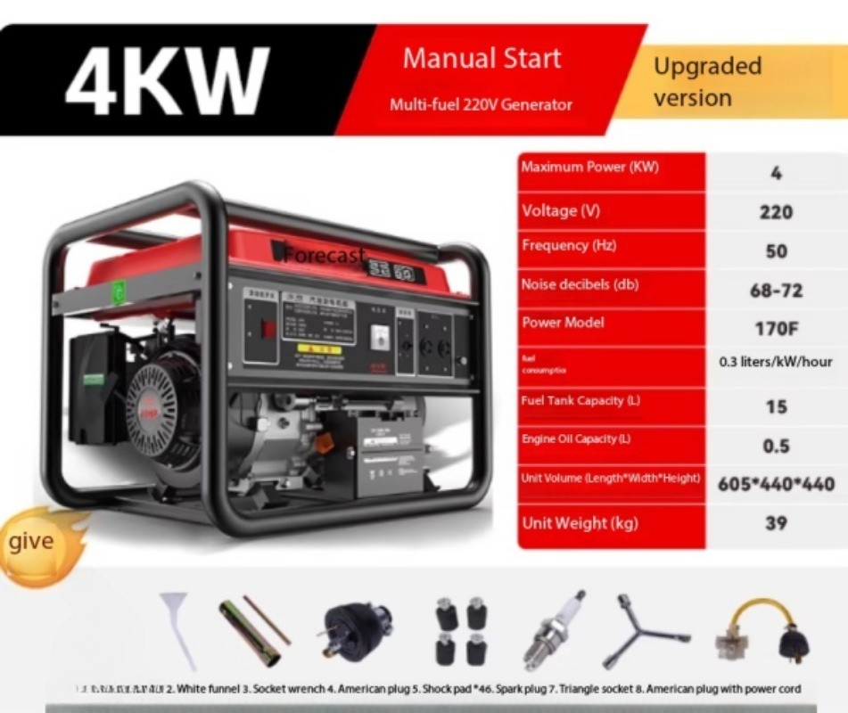 Gasoline Generator Outdoor Home Use Small Pure Copper Generator Set 220V/380V
