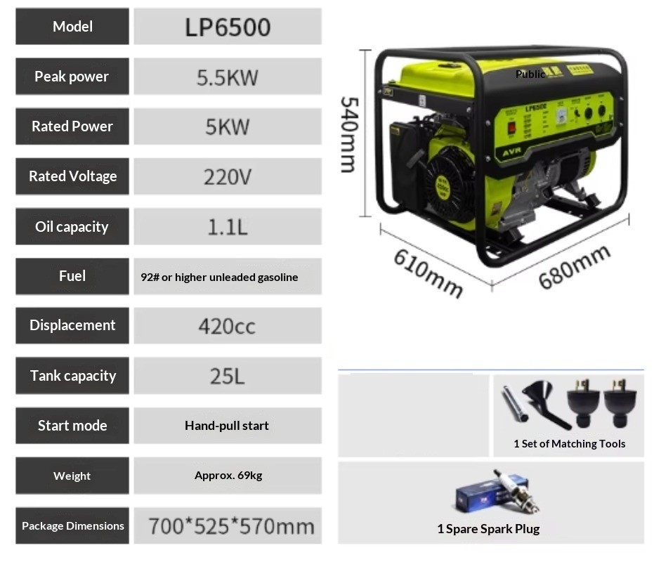 220V Single-Phase 3kW Inverter Portable Gasoline Generator for Home Use
