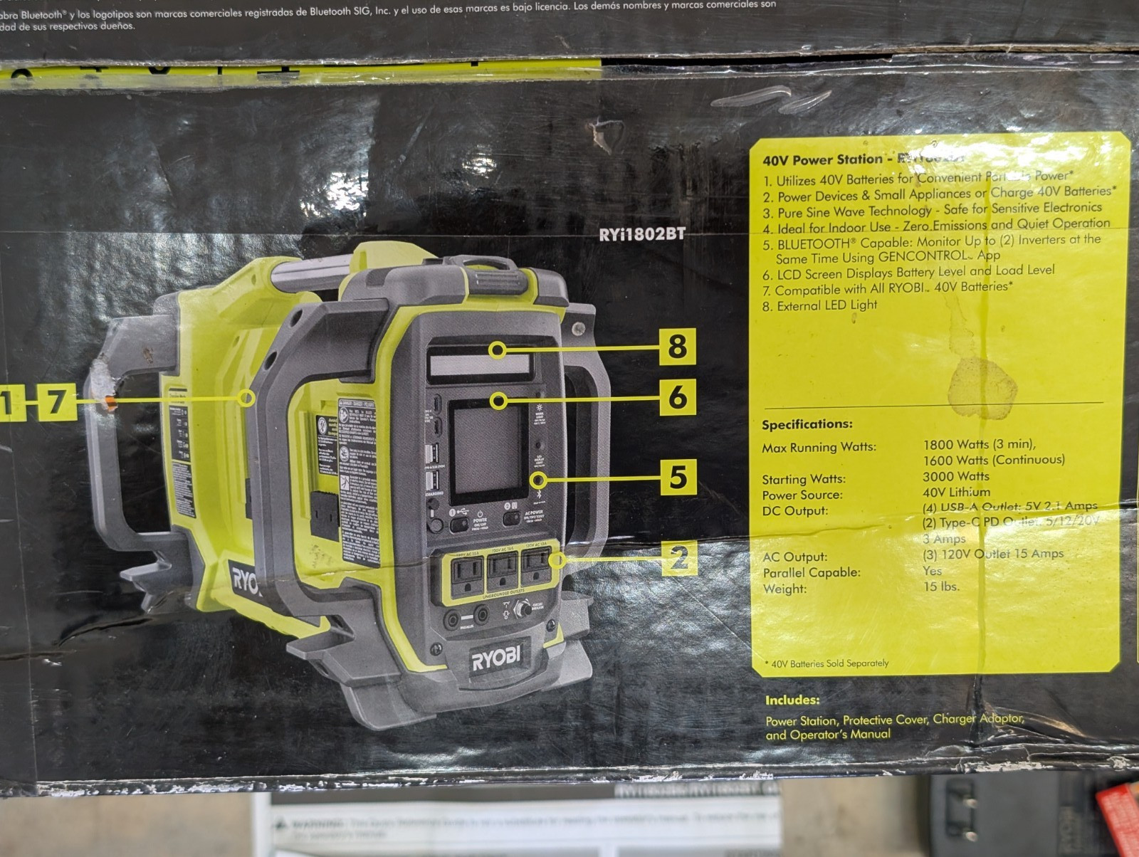 Ryobi RYi1802BTVNM, 40Volt – 3000Watt Power Station Generator WITH 4 BATTERIES!
