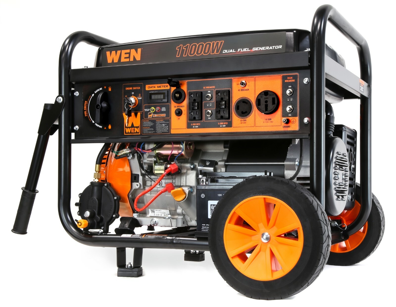 11000W 120V/240V Dual Fuel Transfer-Switch Ready Portable Generator, CO Sensor