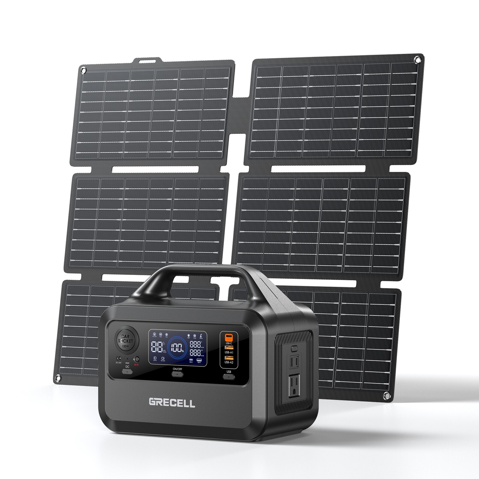 Grecell 300W Power Station Portable Solar Generator Battery + 40W Panel (USED)