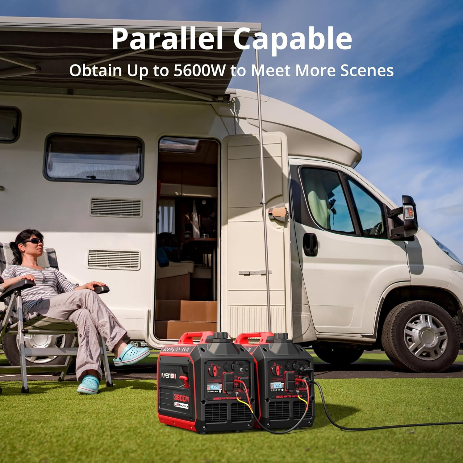 3800W Portable Inverter Generator with CO Sensor – Quiet & Lightweight for RV/Ca