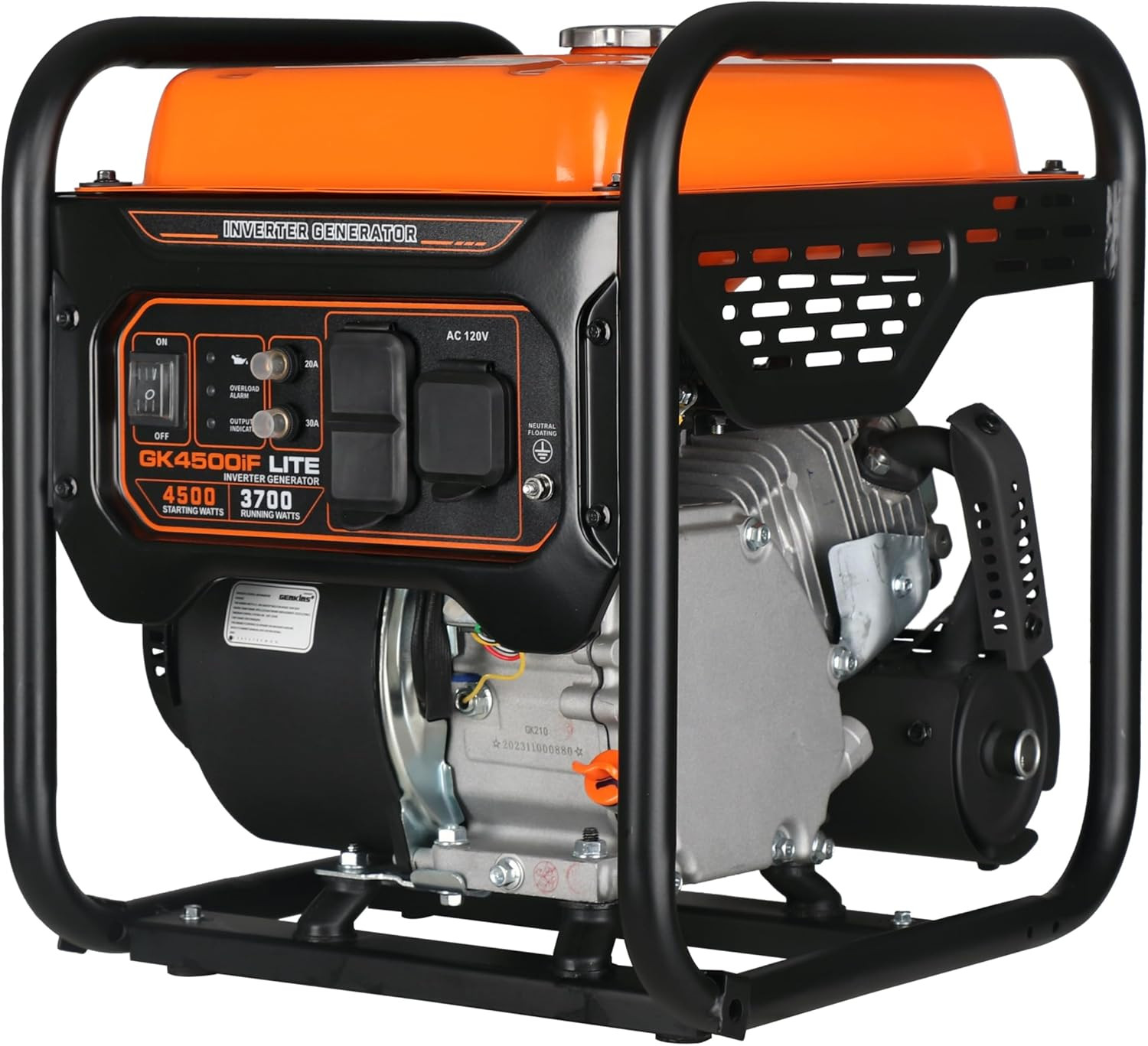 4500 Watt Open Frame Inverter Generator 30 Amp Pure Sine Wave Noise Reduced 50%